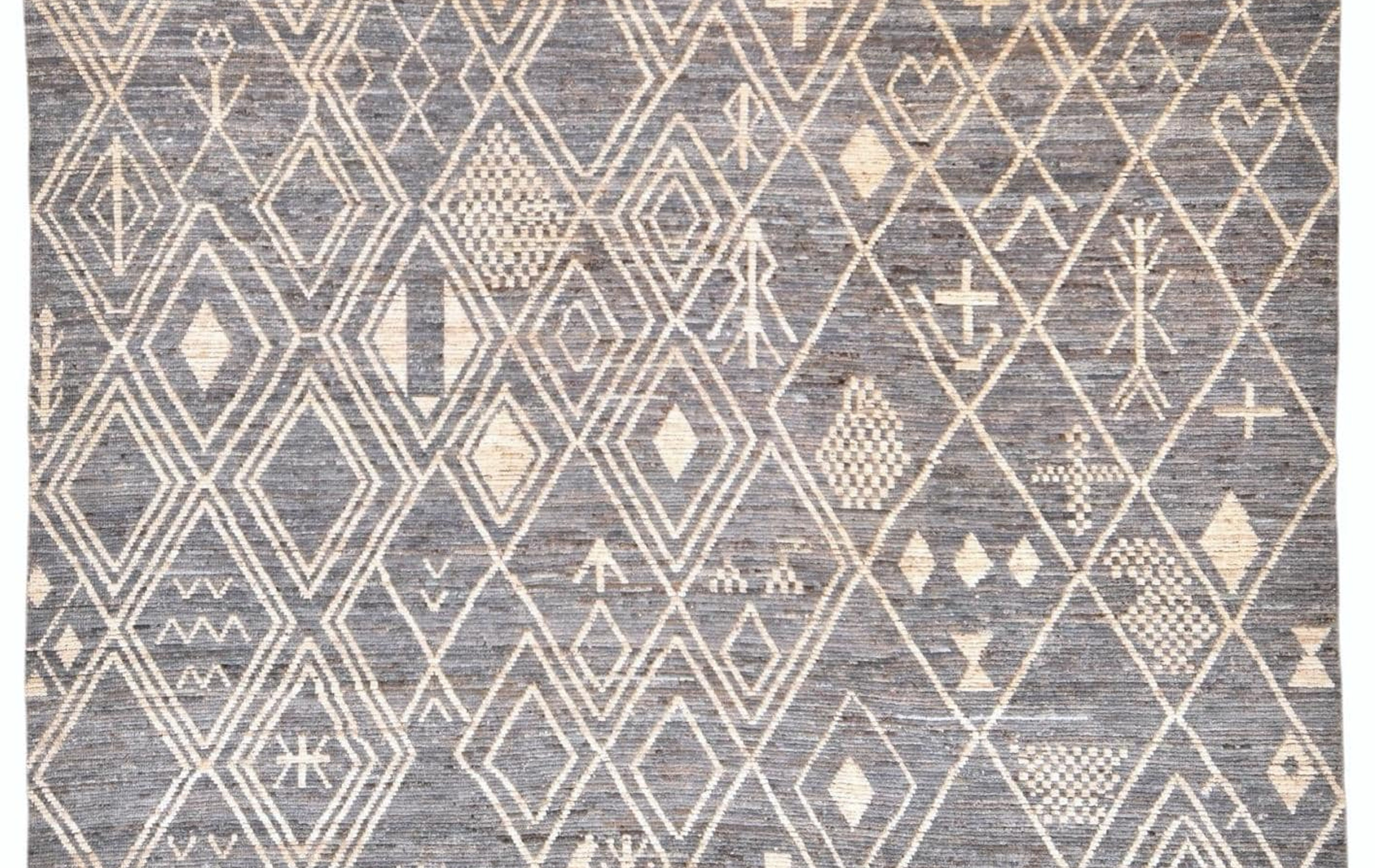 10x14 Moroccan Wool Veg Dye Rug, Handmade Shaggy Beni Rug, Gray Afghan Berber Ru