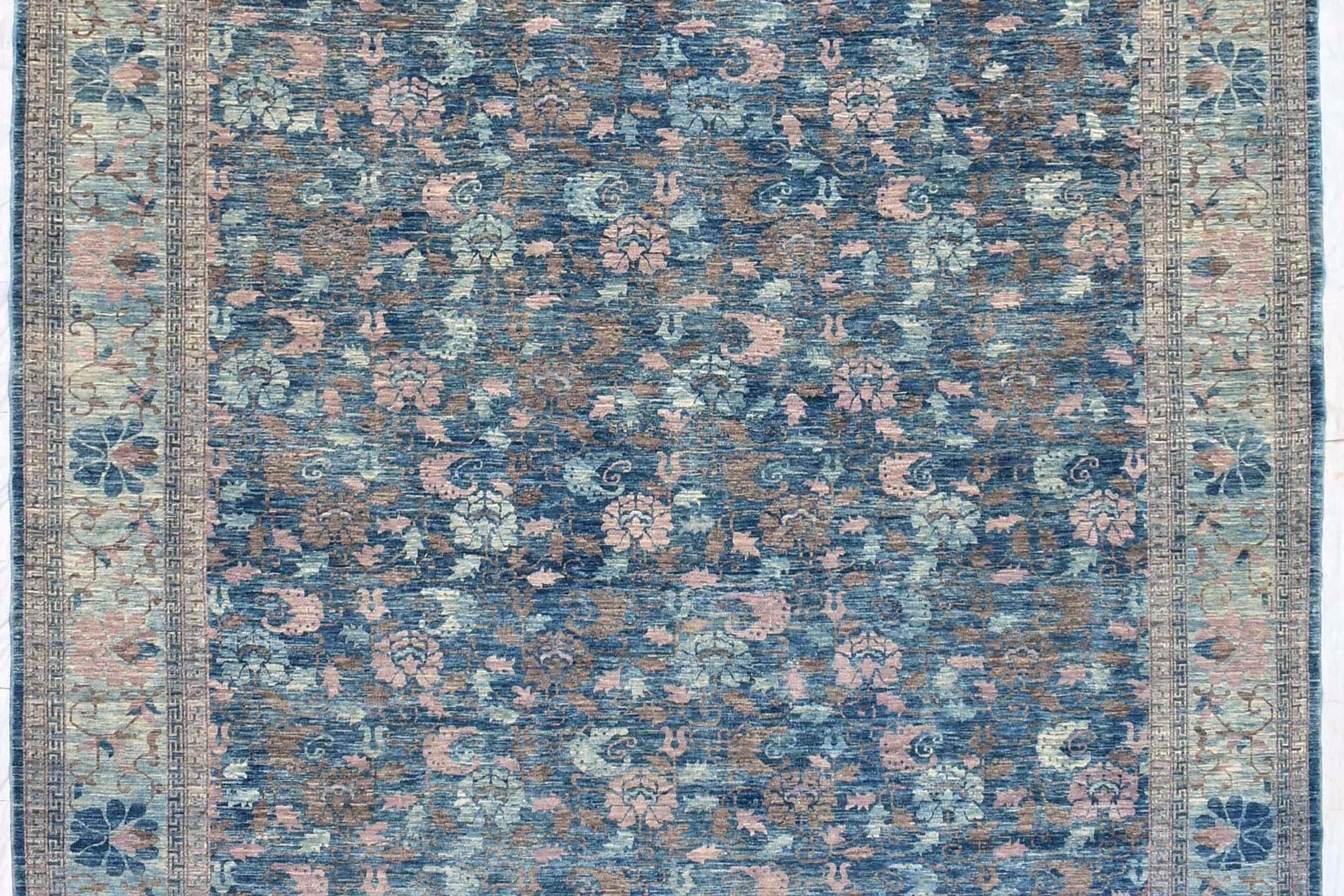 12x15 ft Denim Rug | Art Deco Rug | Dining Room Rug| Palace Size Rug| Over Size