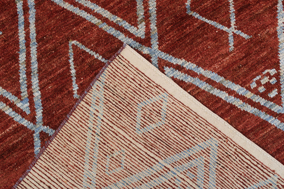Thumbnail: 9'6"x11'7" ft Modern Berber Area Rug, Red Tribal Rug, All Over Design Rug, Livin