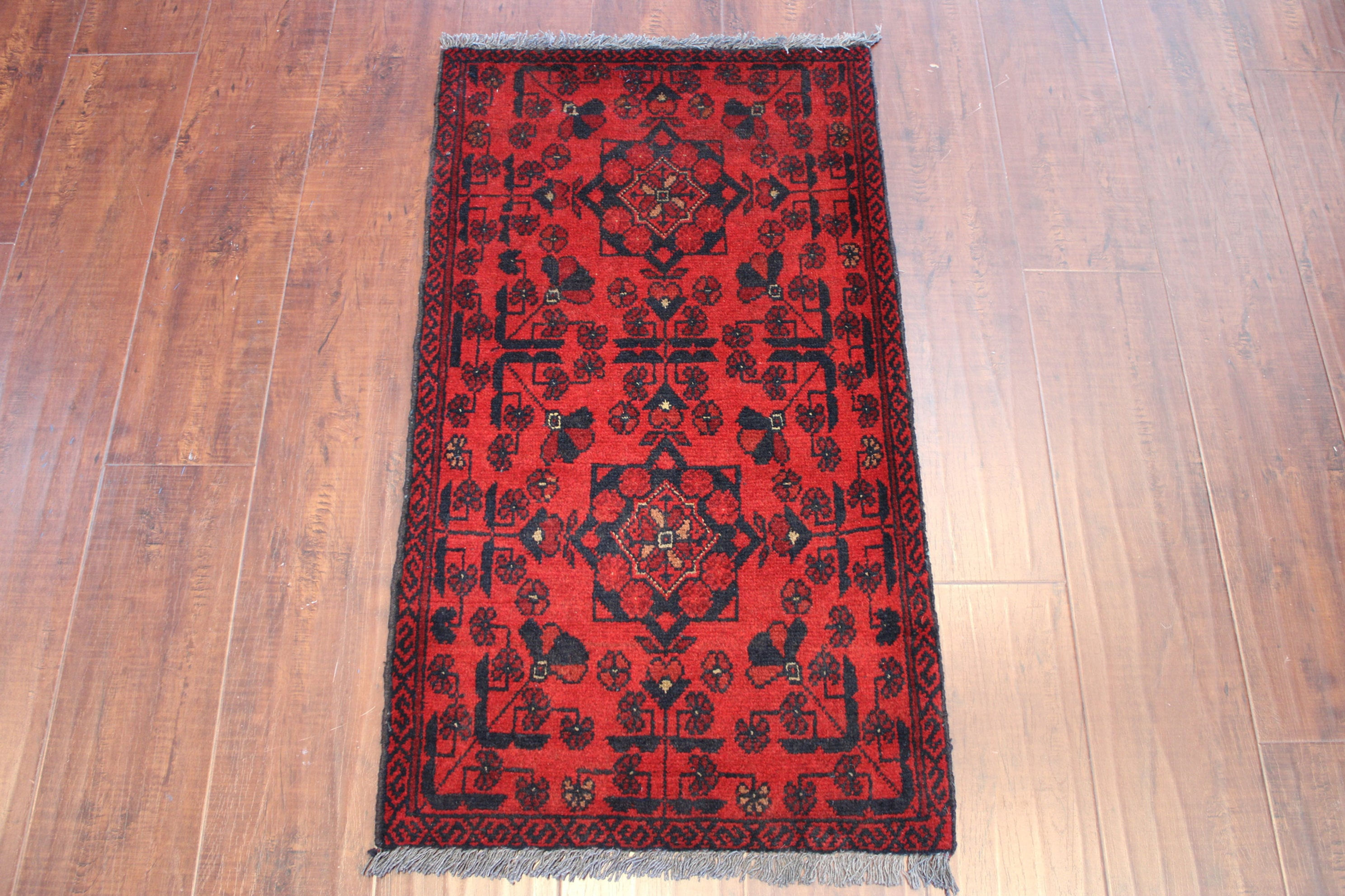 2x3 ft Red Tribal Rug | Red Afghan Hand Knotted rug | Door mat rug | Entryway Ru