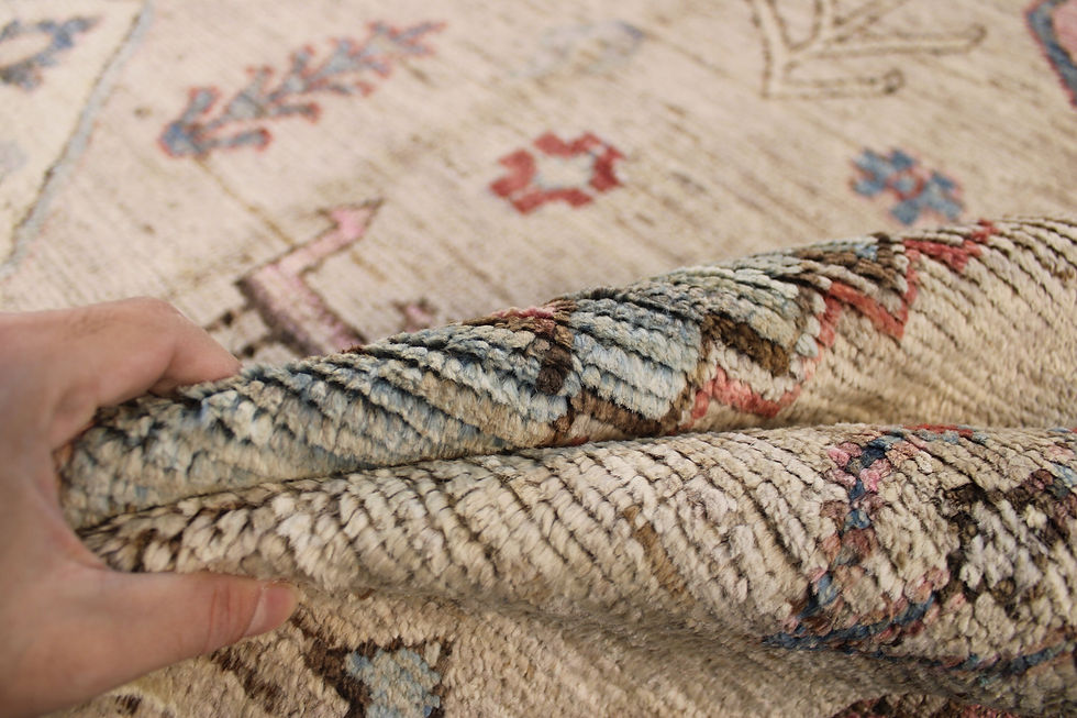 Thumbnail: 6x9 ft Turkish Oushak Rug, Neutral Oriental Floral Designs, Tribal Patterns, Bei