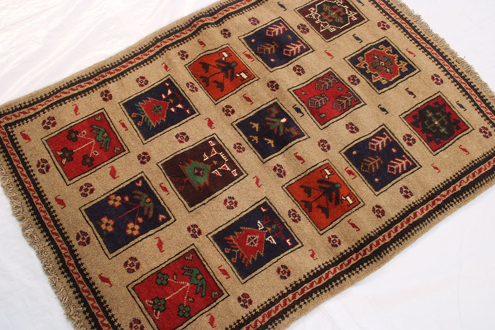 Thumbnail: 3x4 ft Brown Gabbeh Area Rug - Tribal Hand-knotted Afghan Rug - Kids room Rug -
