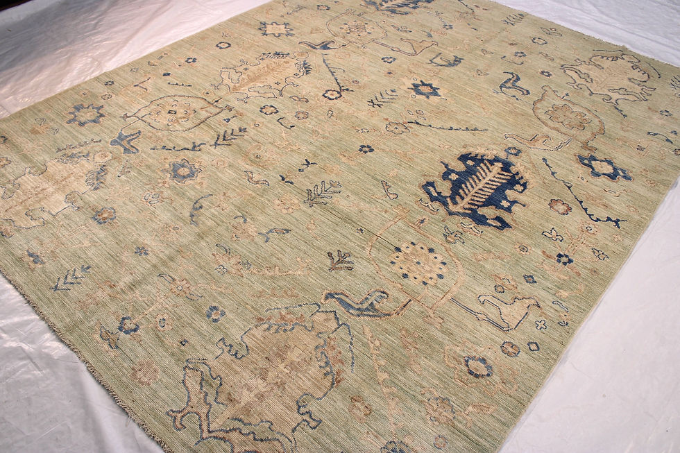 Thumbnail: 8x10 ft Turkish Ushak Design Rug | Natural Green Color Area Rug | Vegetable Dyed