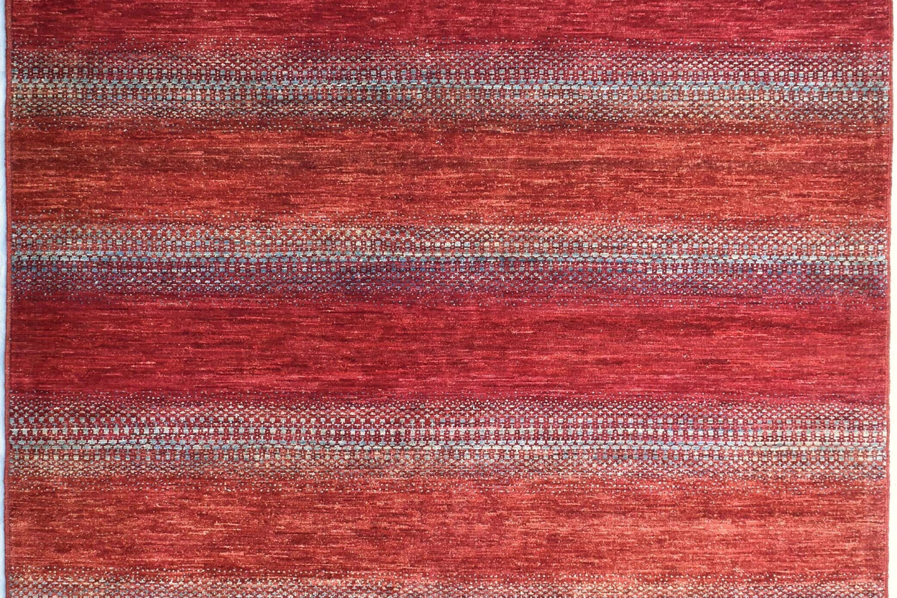 6x9 ft Red Modern Style Rug, Parallel Patterns, Ariana Rug, Simplistic Design Ru