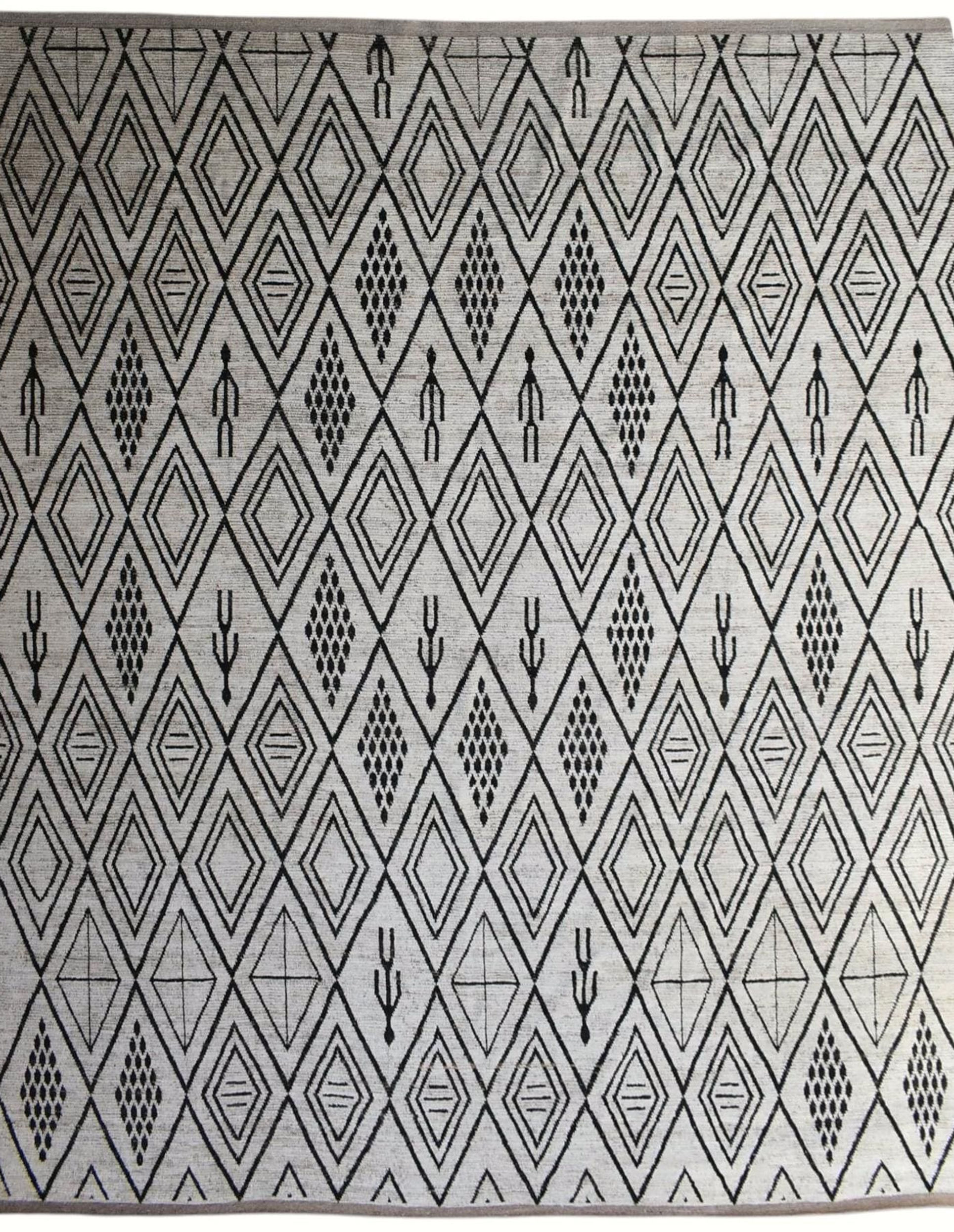 13x15 ft Large Moroccan Area Rug - Beige Beni Tribal Rug - Afghan Wool Veg Dye R