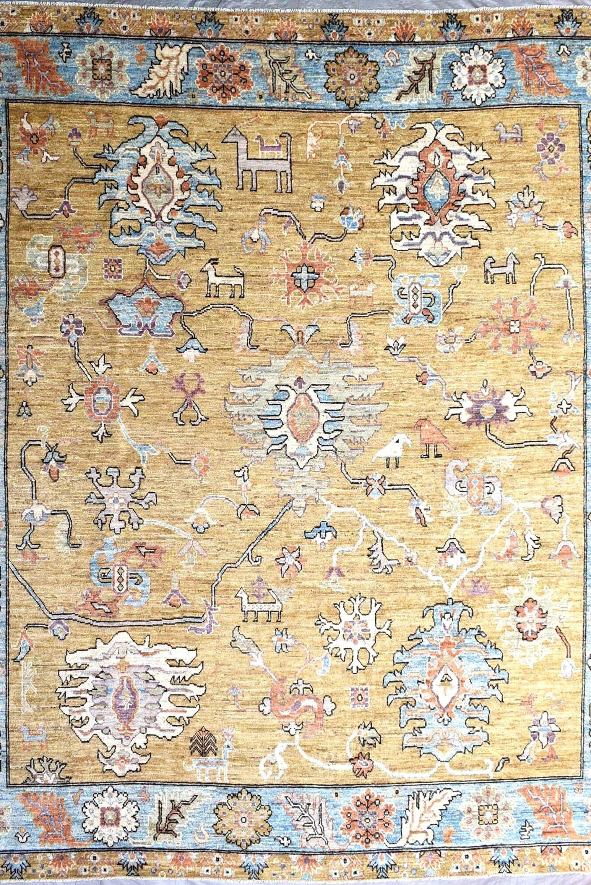 12x15 ft Turkish Ushak Rug| Modern Rug |Dining Room Rug| Palace Size Rug| Over S