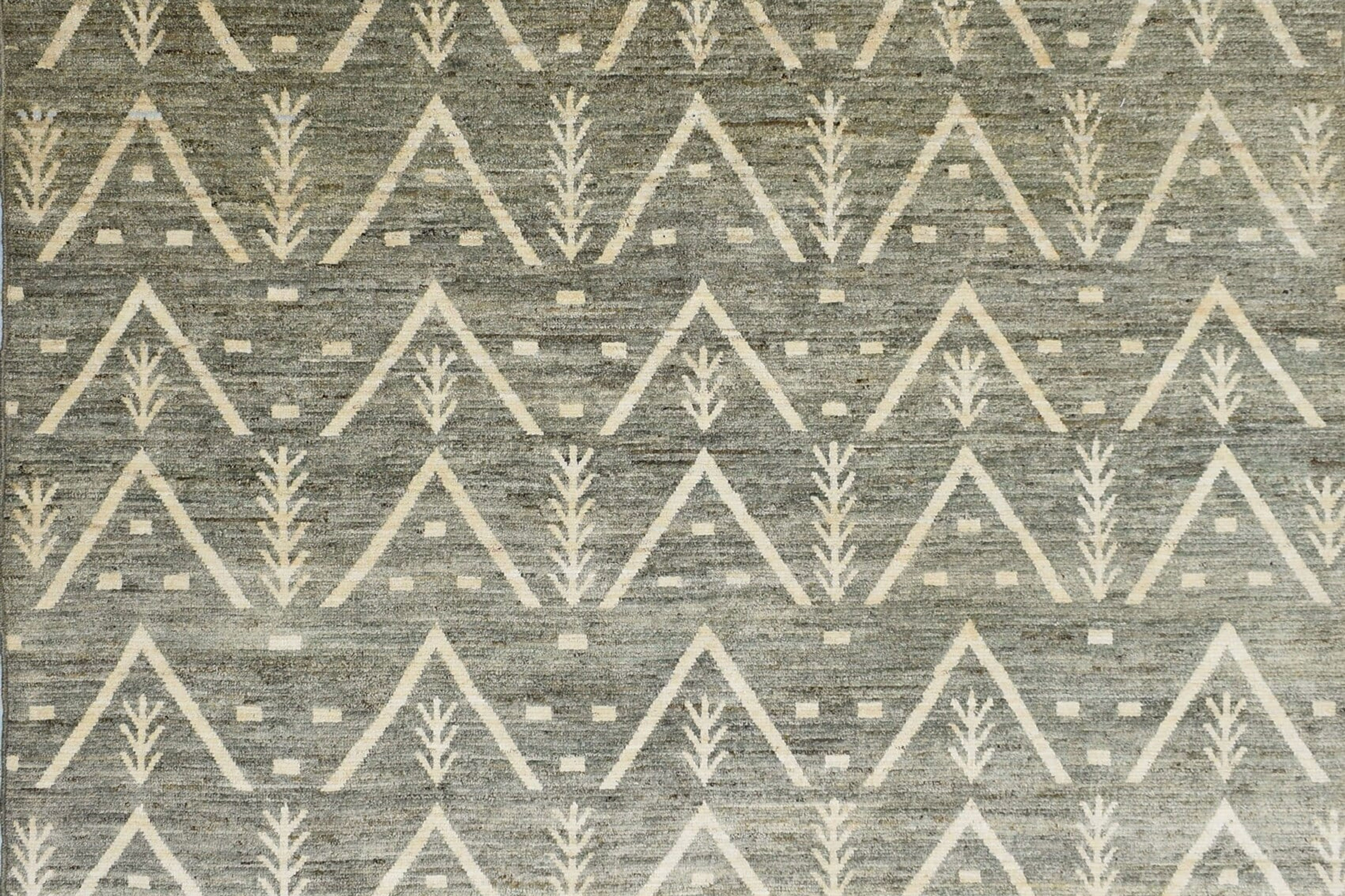 9'6"x11'2" ft Modern Berber Area Rug, Green Tribal Rug, All Over Design Rug, Liv