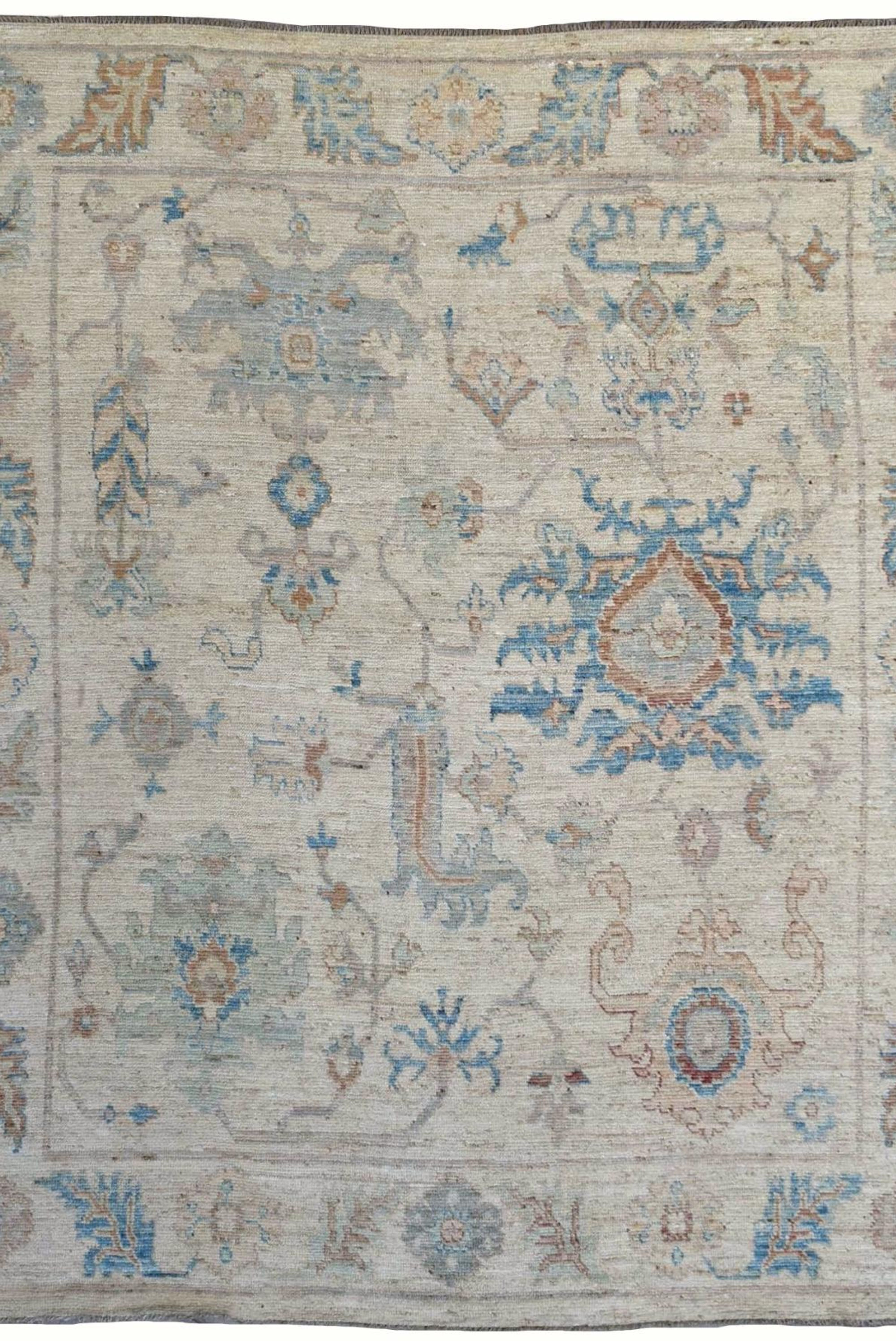 8x10 ft Floral Beige Oriental Rug, Turkish Design Area Rug, Vegetable Dyed Rug,