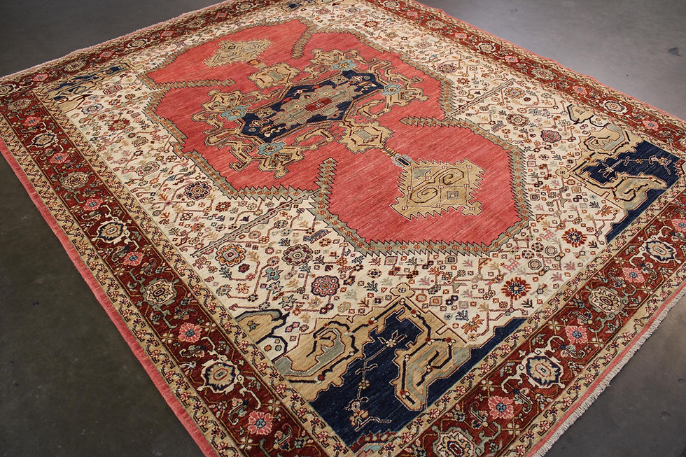Thumbnail: 8x10 ft Vintage Red Persian Design Rug - Hand Knotted Afghan Rug - Wool Veg Dyed