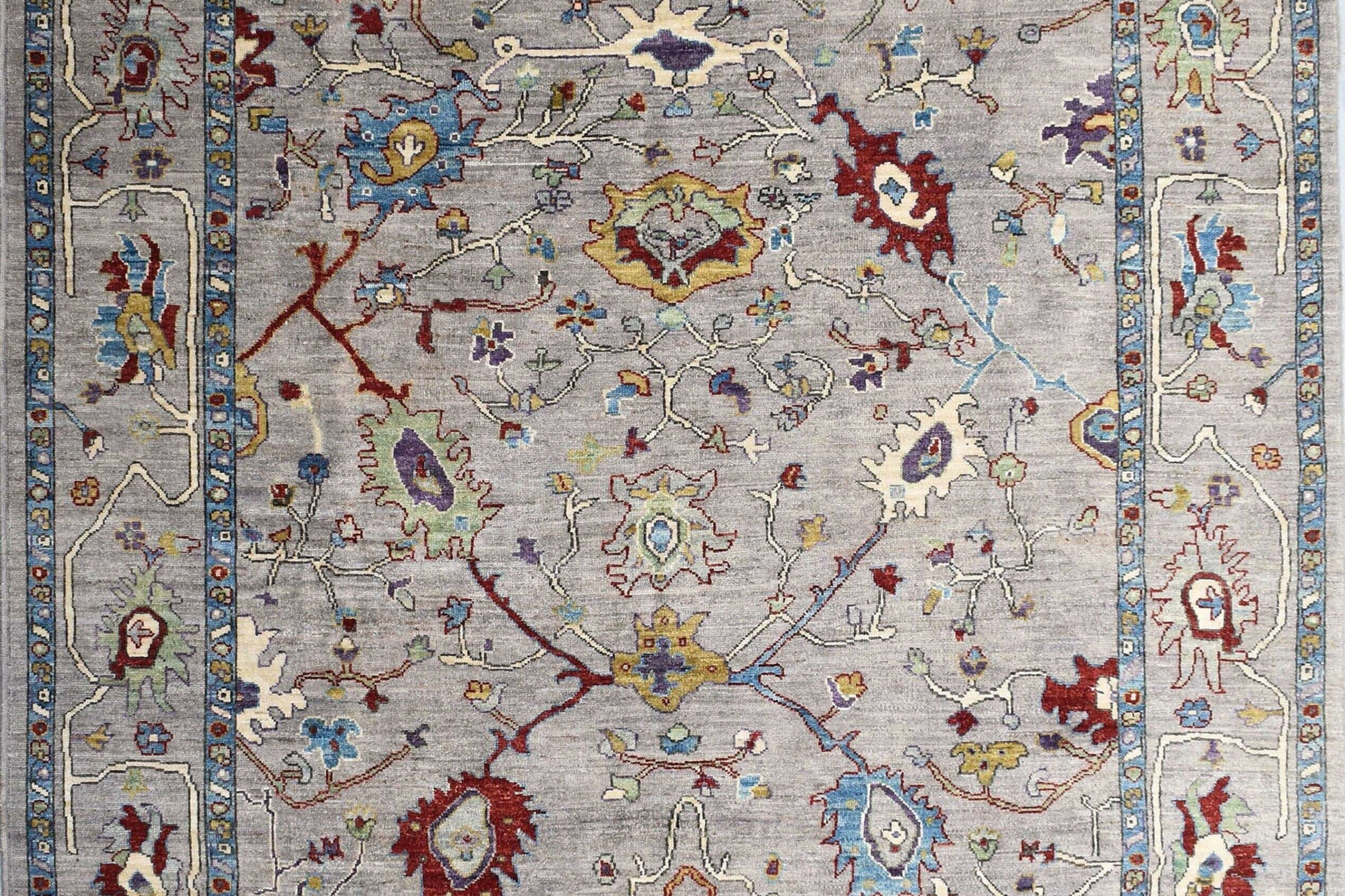 8x10 ft Gray Turkish Oushak Area Rug, Hand Knotted Afghan Rug, Contemporary Rug,