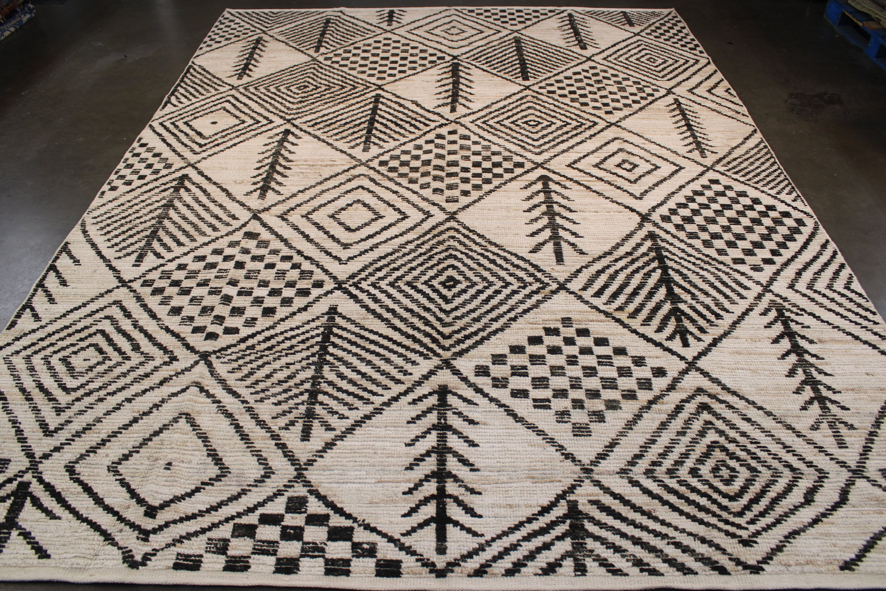 9x12 feet Modern Berber Area Rug, Beige Tribal Rug, All Over Design Rug, Living