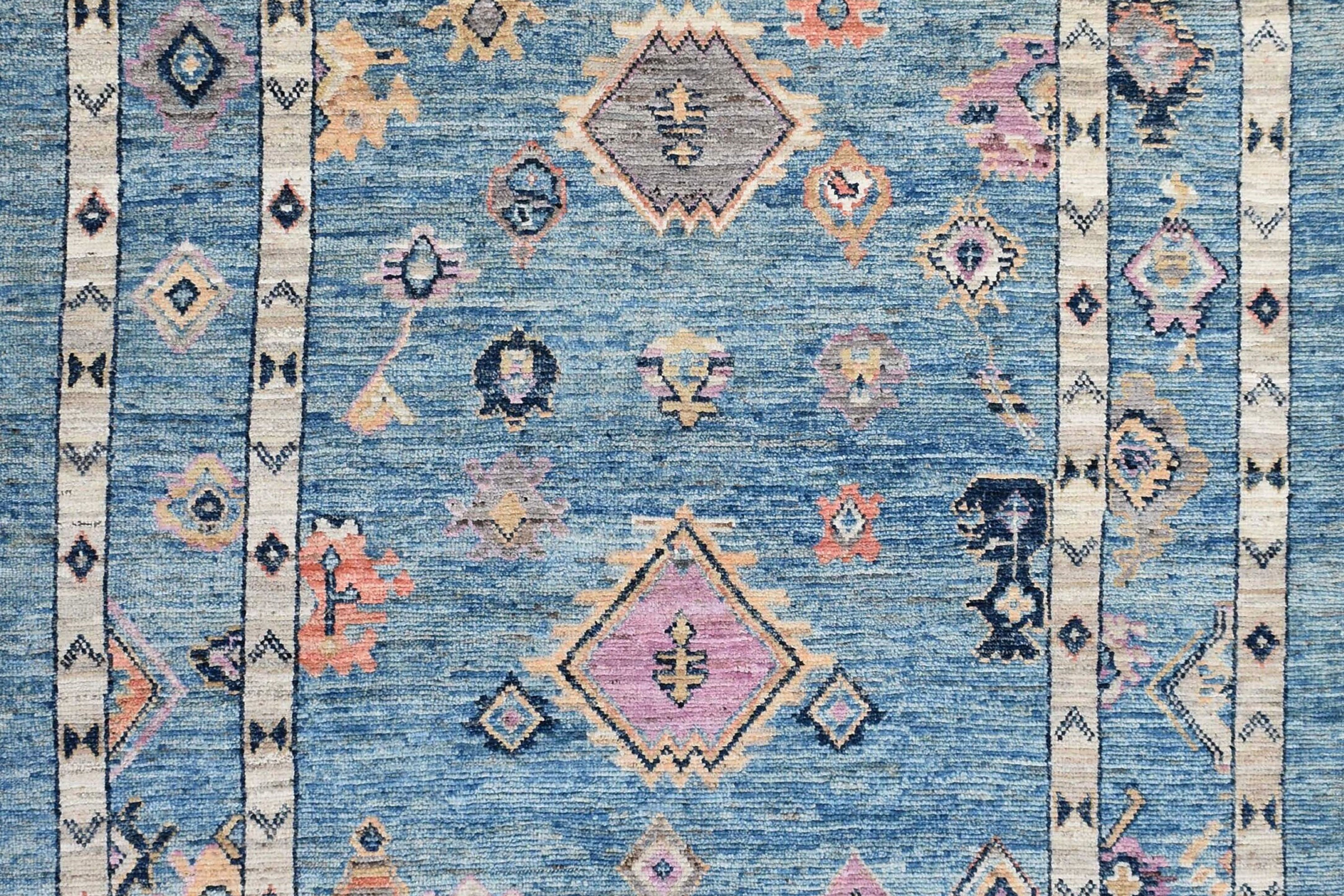 6x9 ft Turkish Oushak Rug, Colorful Oriental Floral Designs, Tribal Patterns, Bl