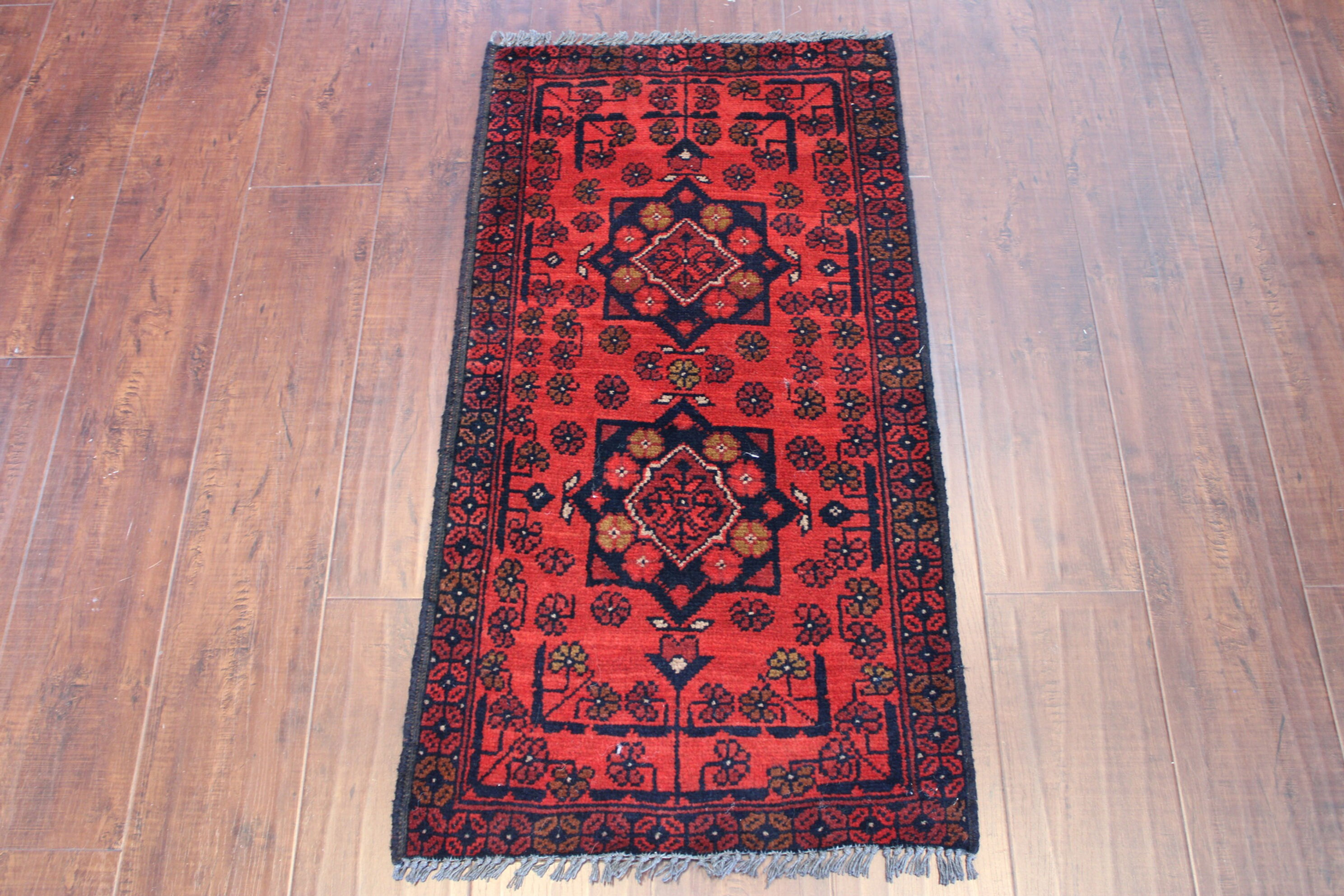 2x3 ft Red Tribal Rug | Red Afghan Hand Knotted rug | Door mat rug | Entryway Ru