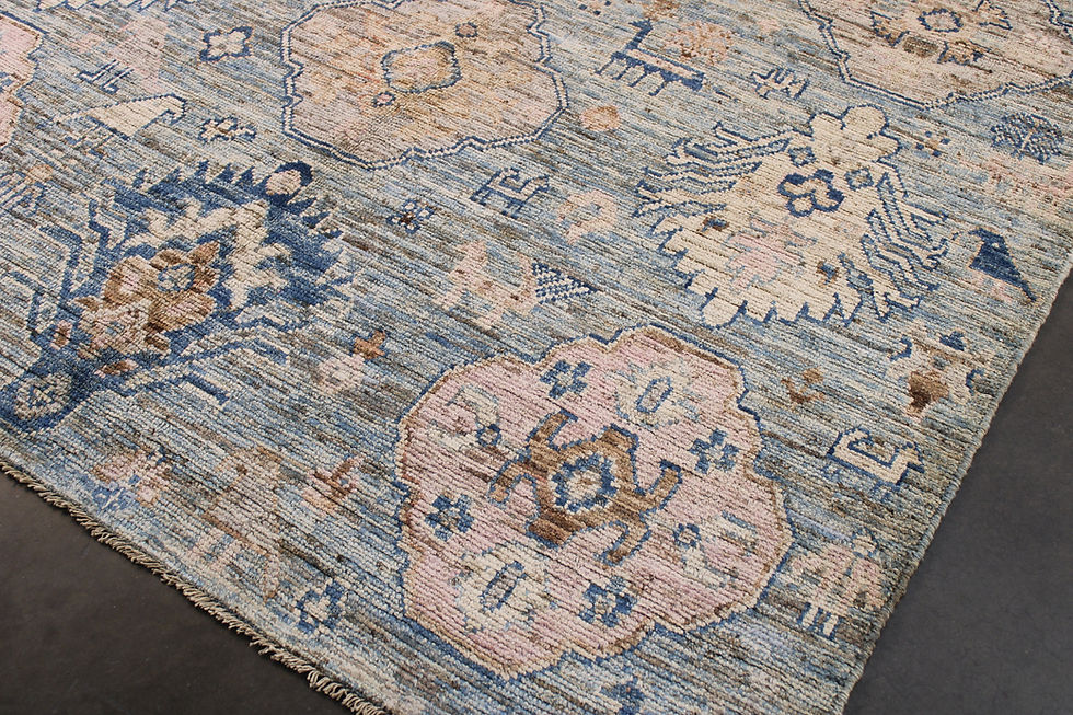 Thumbnail: 6x9 ft Turkish Oushak Rug, Colorful Oriental Floral Designs, Tribal Patterns, Bl