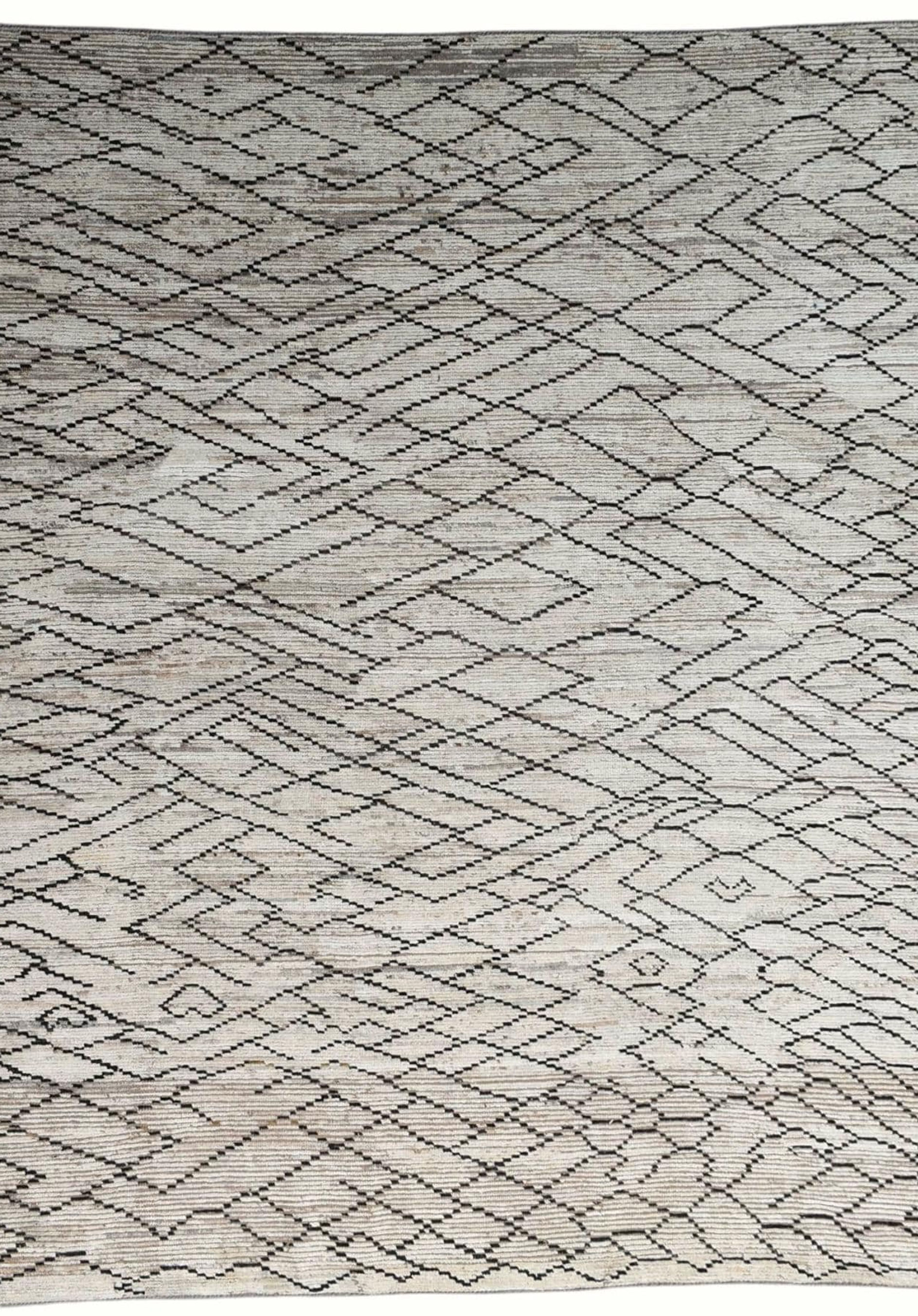 9x11 ft Beige Moroccan Area Rug, Tribal Wool Veg Dye Rug, Black on Beige, Living