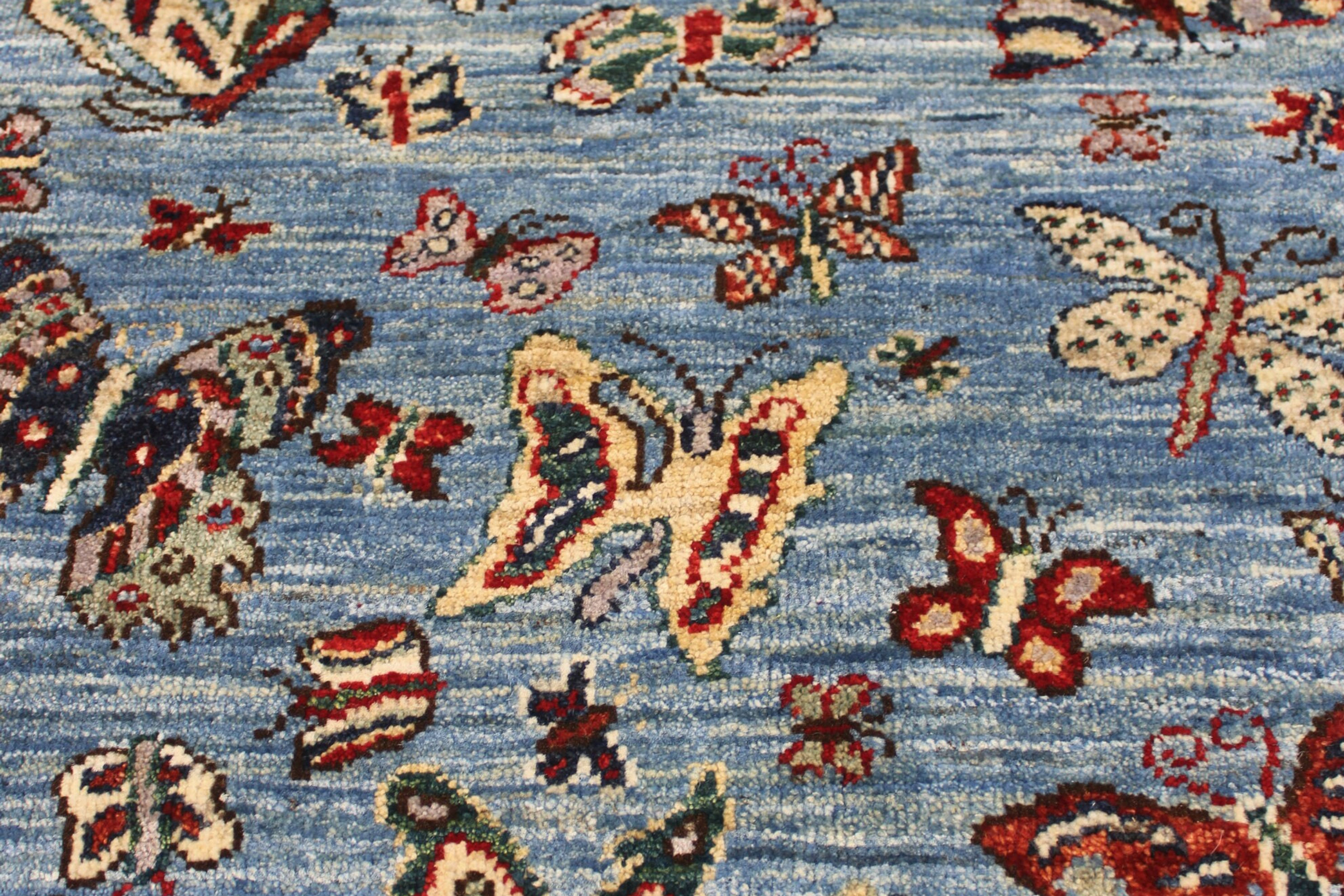2x3 ft Beautiful Butterfly Rug | Hand Knotted Afghan Rug | Entryway Rug | Wall D