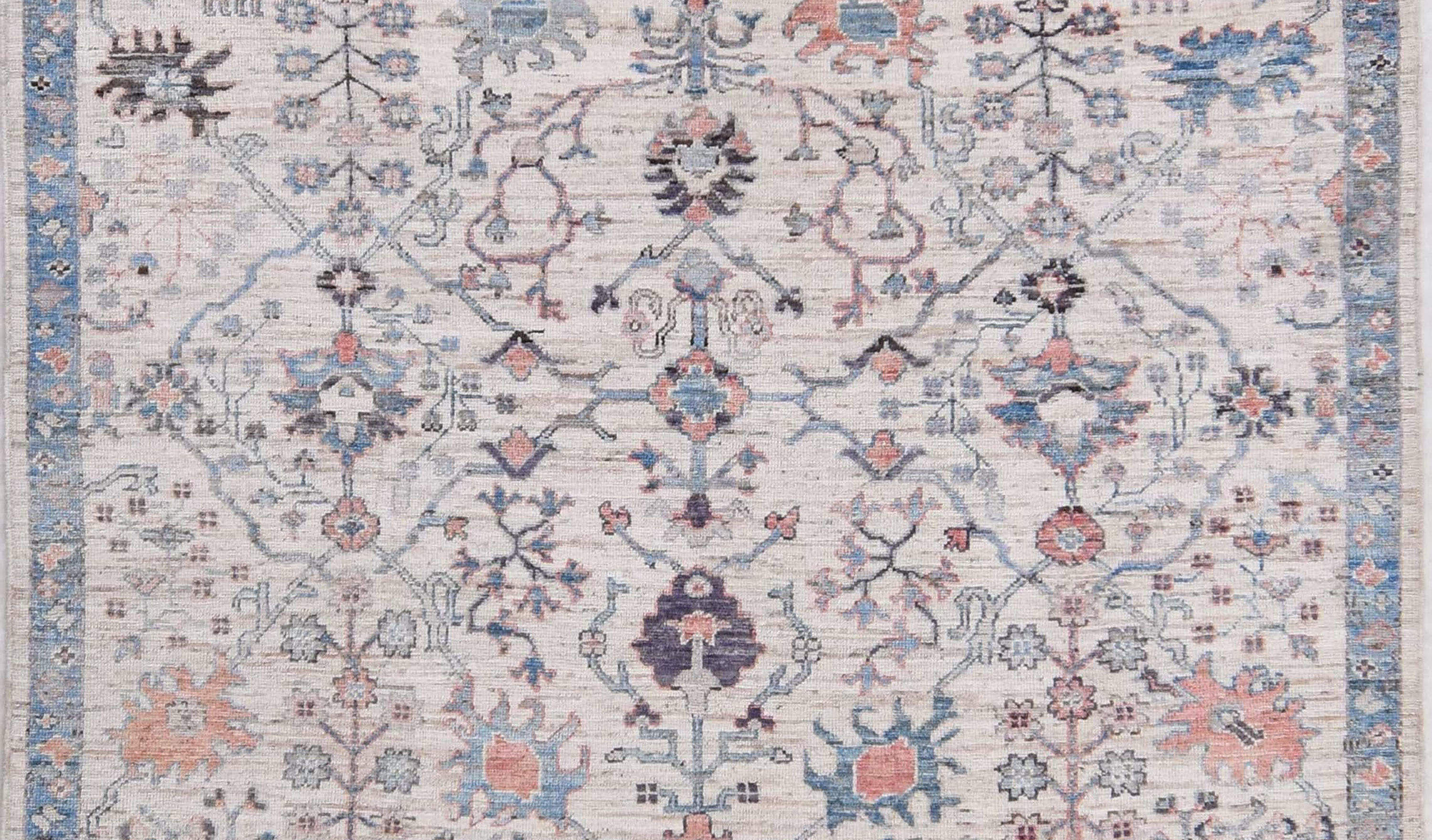 8x10 ft Beige Traditional Ushak Area Rug, Persian Style Tree Garden Rug, Handmad