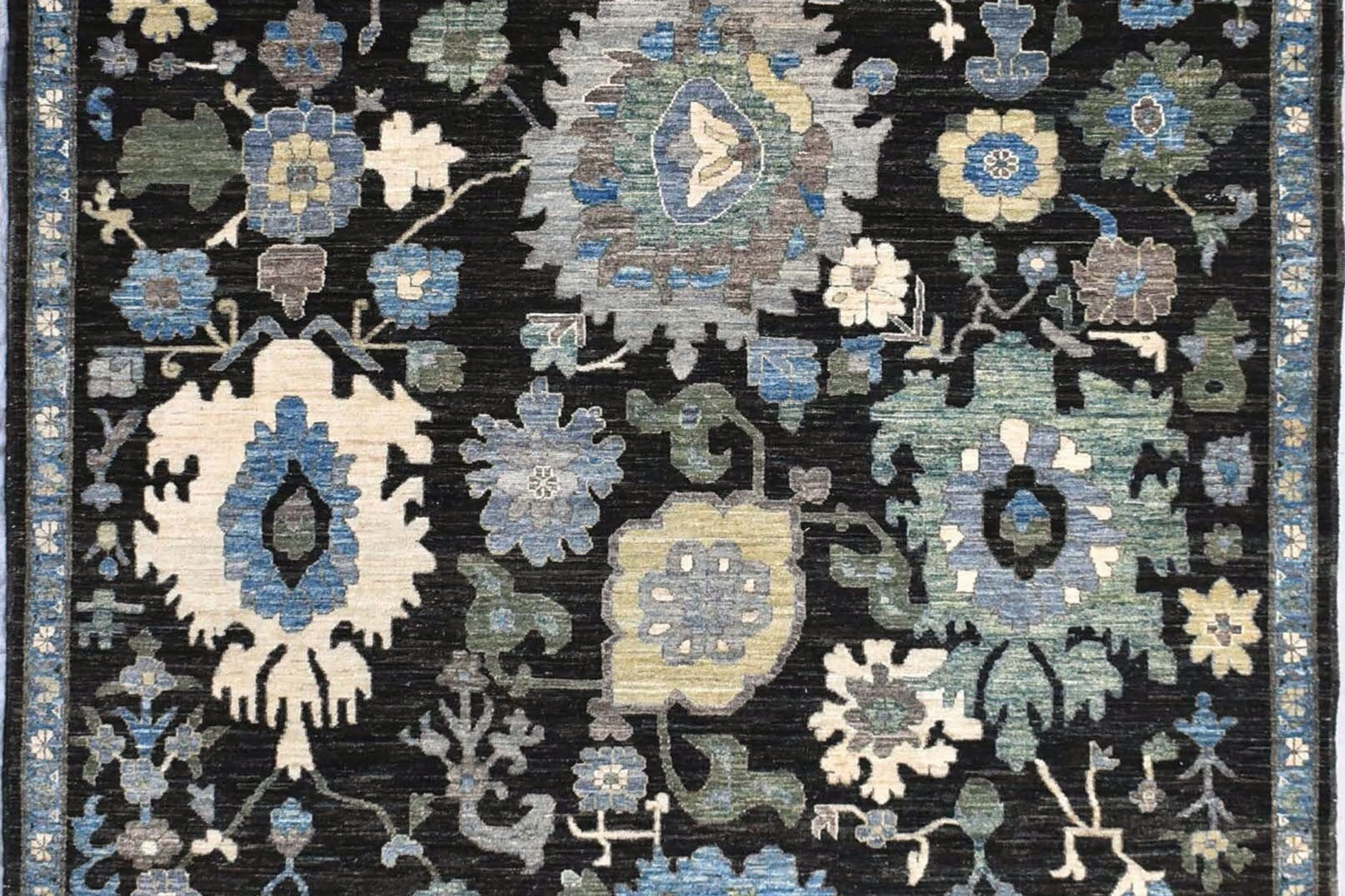 6x9 ft Colorful Harshang Rug, Transitional Colors, Ariana Rug, Dark Background,