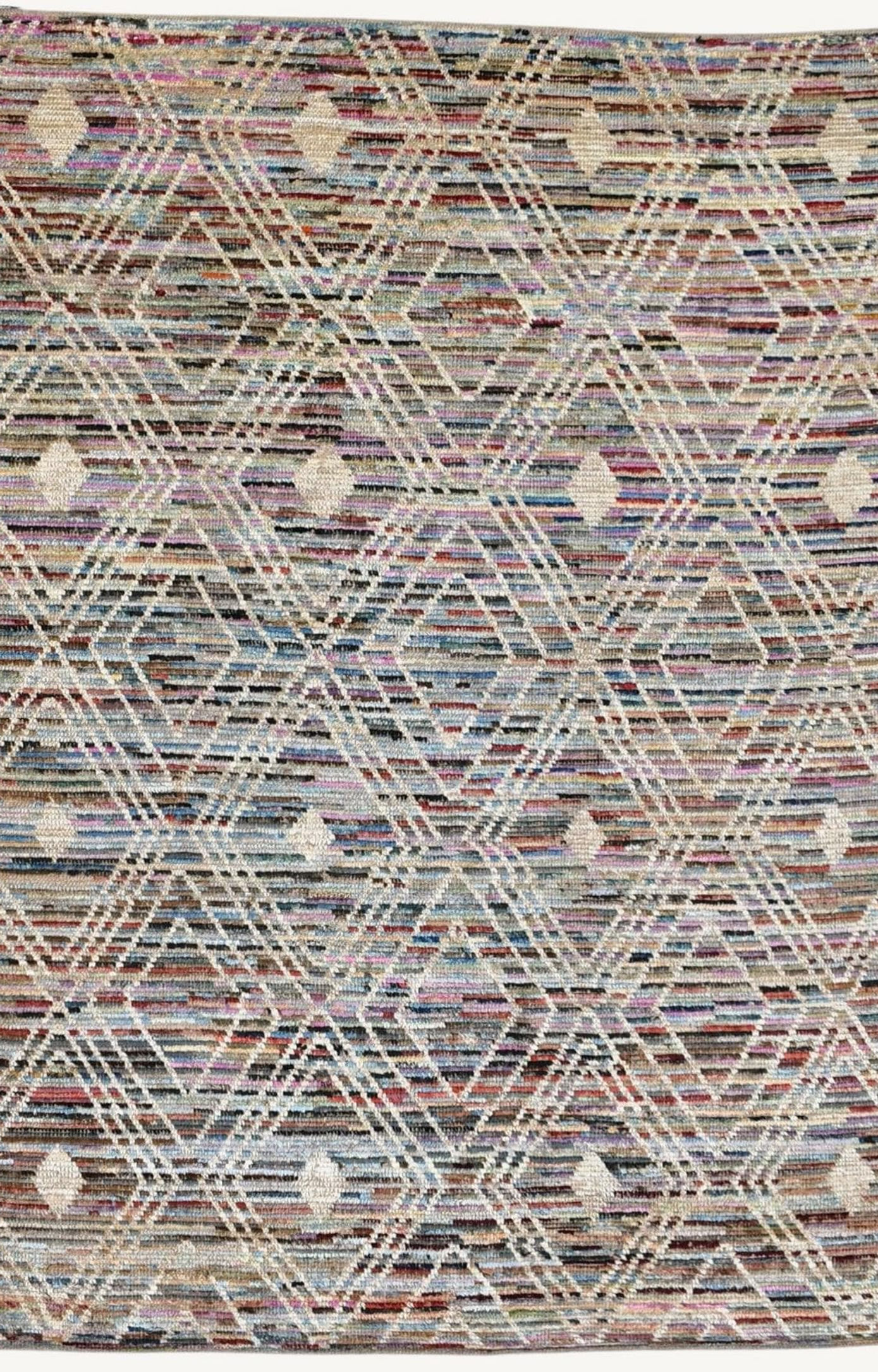 8x10 Colorful Mix Tribal Rug, Beige Design on Top, Striped Area Rug, Hand Knotte