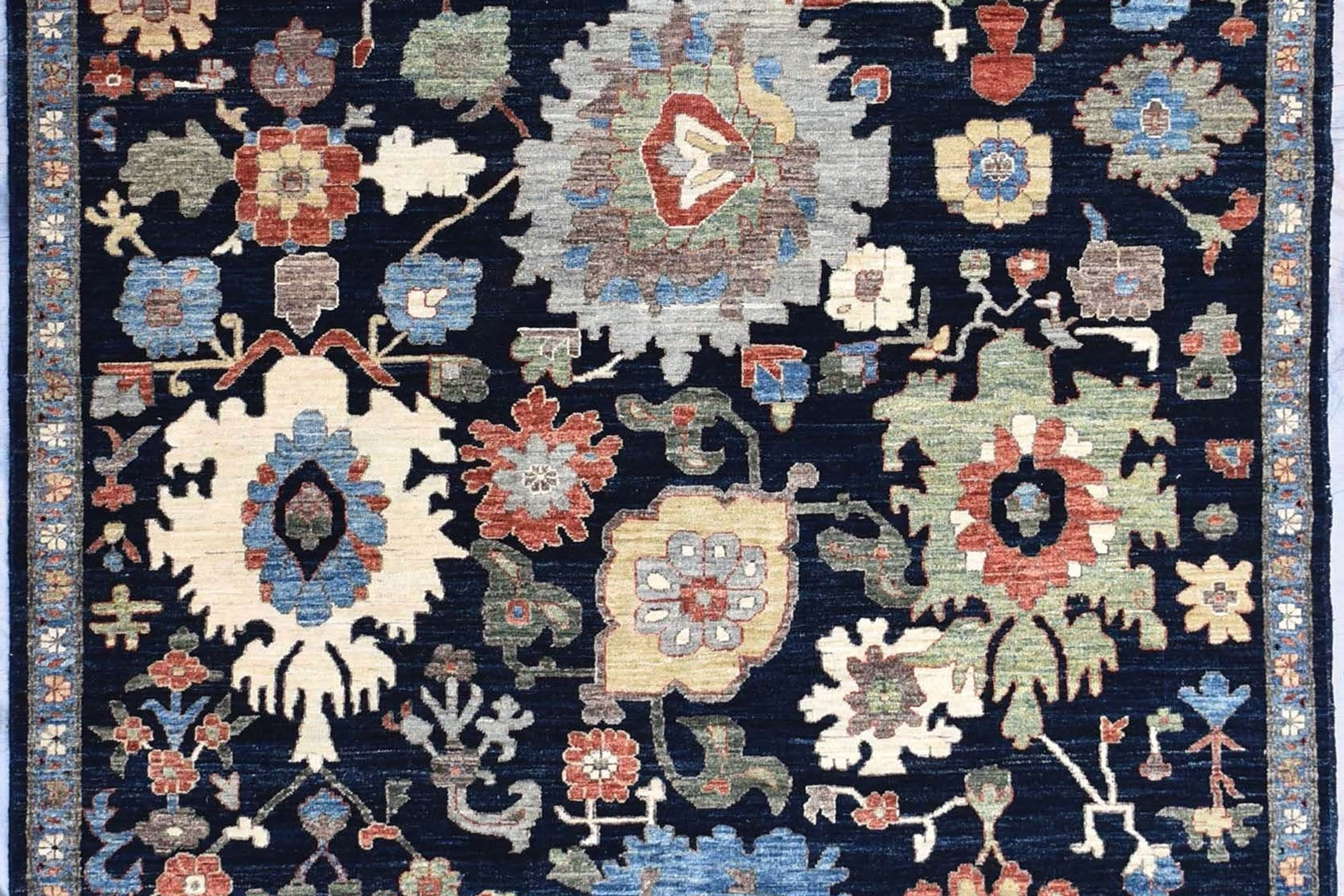 6x9 ft Colorful Harshang Rug, Ariana Rug, Dark Background Rug, Living Room Rug,