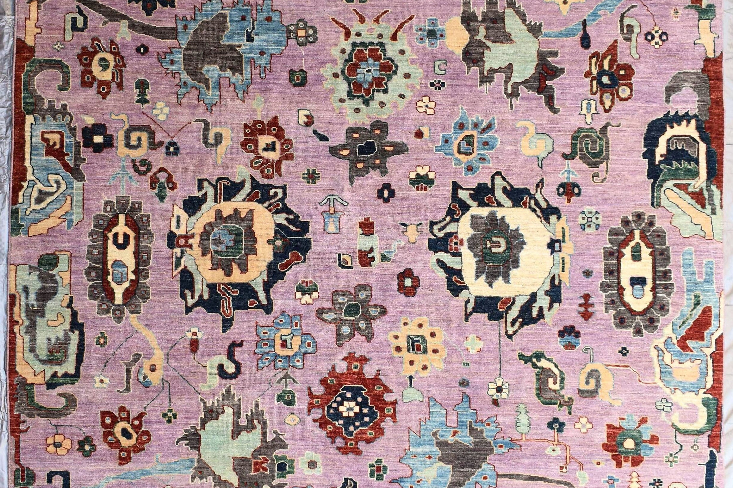 9x12 ft Harshang Rug | Pink/ Purple Rug | Dining Room Rug | Living Room Rug | Be