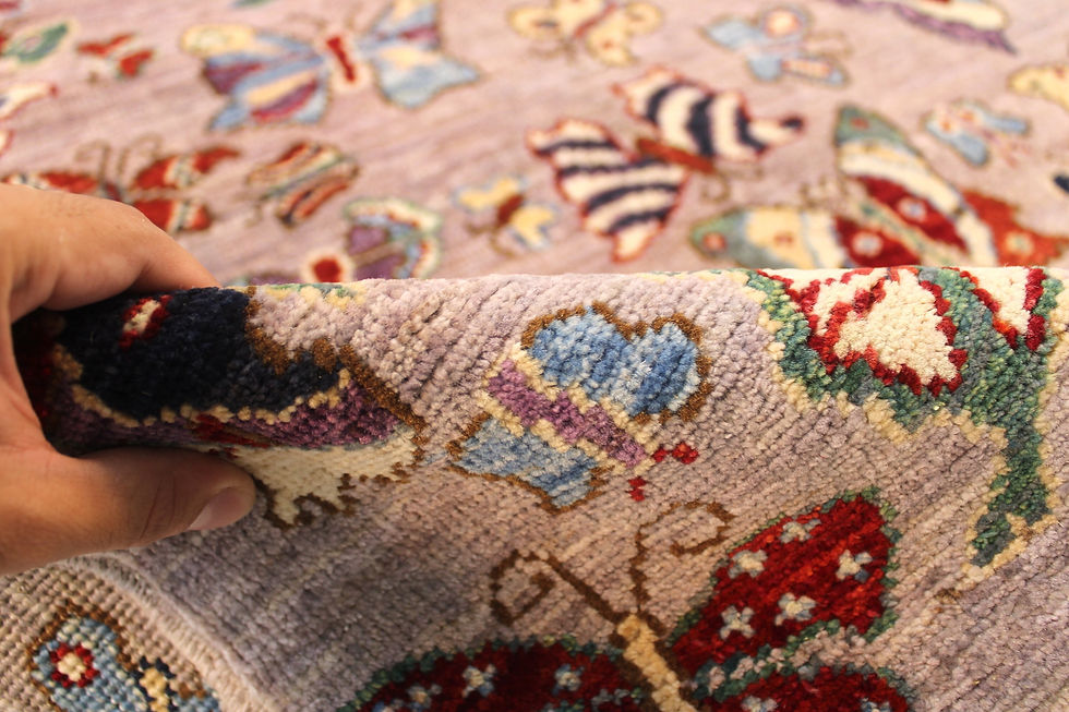 Thumbnail: 3x5 ft Animal Print Area Rug, Pink Butterfly Rug, Hand knotted Afghan Rug, Kids