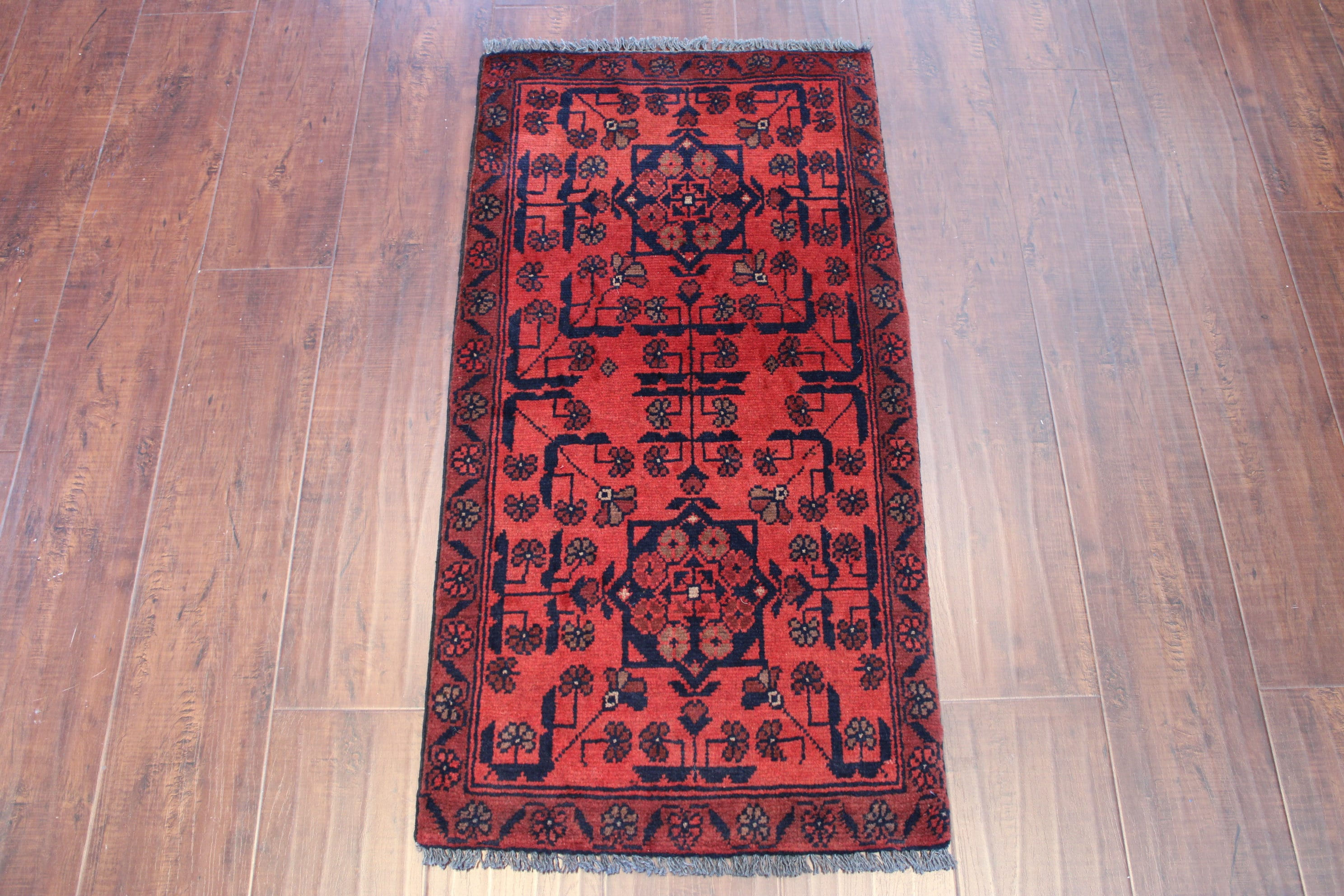 2x3 ft Red Tribal Rug | Red Afghan Hand Knotted rug | Door mat rug | Entryway Ru