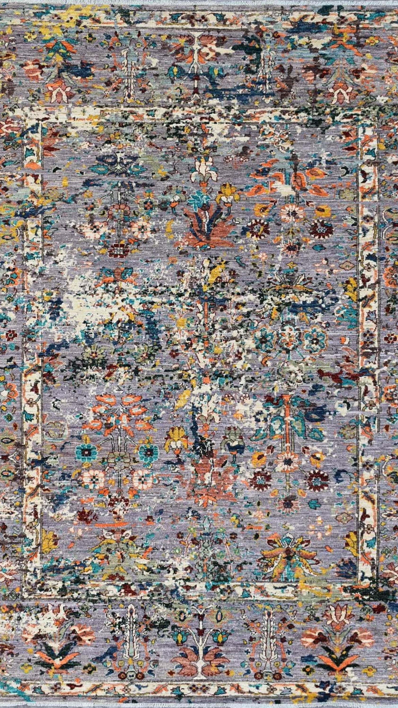 8x10 ft Handmade Contemporary Design Area Rug, Room Size Veg Dye Afghan Rug, Liv
