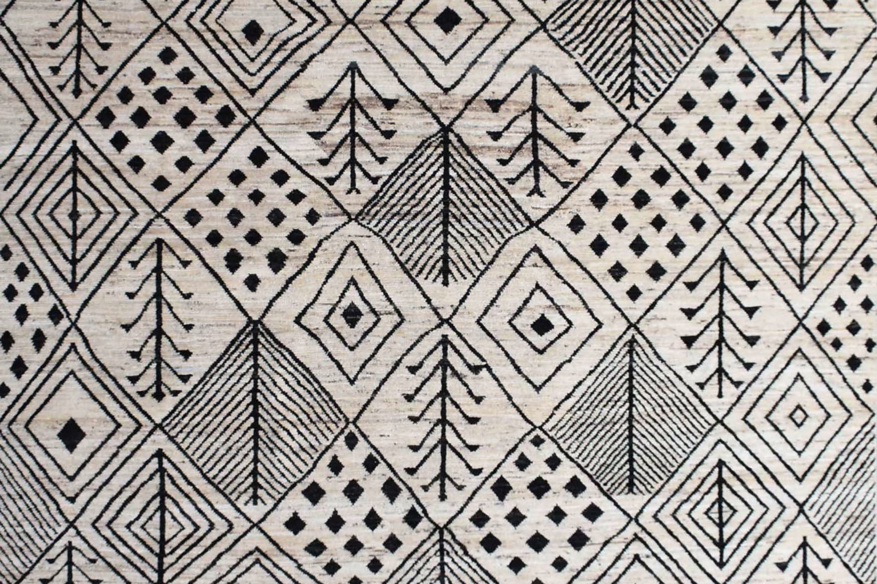 9x12 Moroccan Berber Area Rug, Beige Tribal Wool Rug, All Over Design Rug, Livin