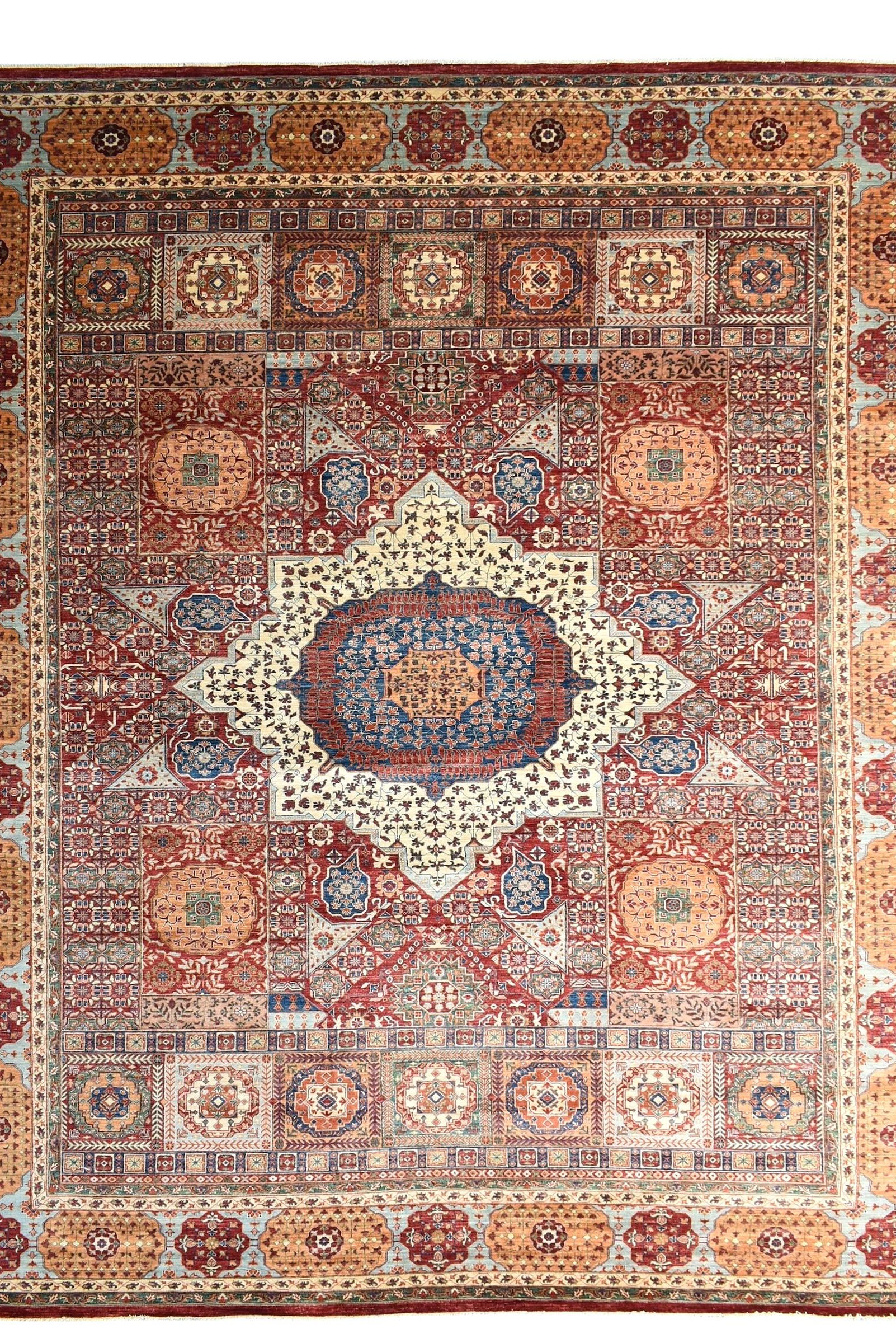 13x17 feet Red Medallion Rug | Fine Ottoman Mamluk Rug | Dining Room Rug | Hand