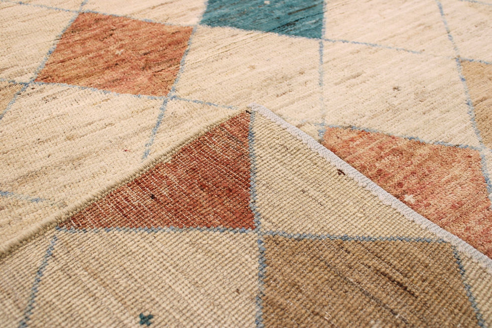 Thumbnail: 8x10 ft Beige Moroccan Area Rug, Colorful Geometric Design, Simplistic Berber St