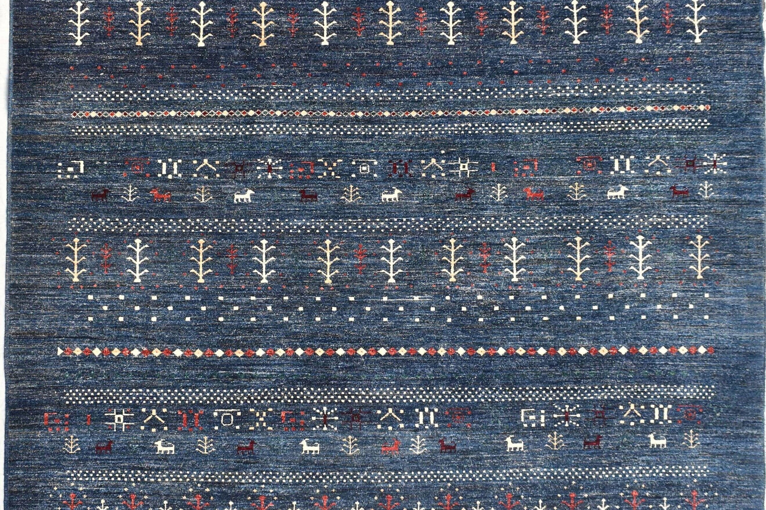 8x10 ft Blue Afghan Tribal Area Rug - Hand Knotted Afghan Rug - Fine Knotted Rug