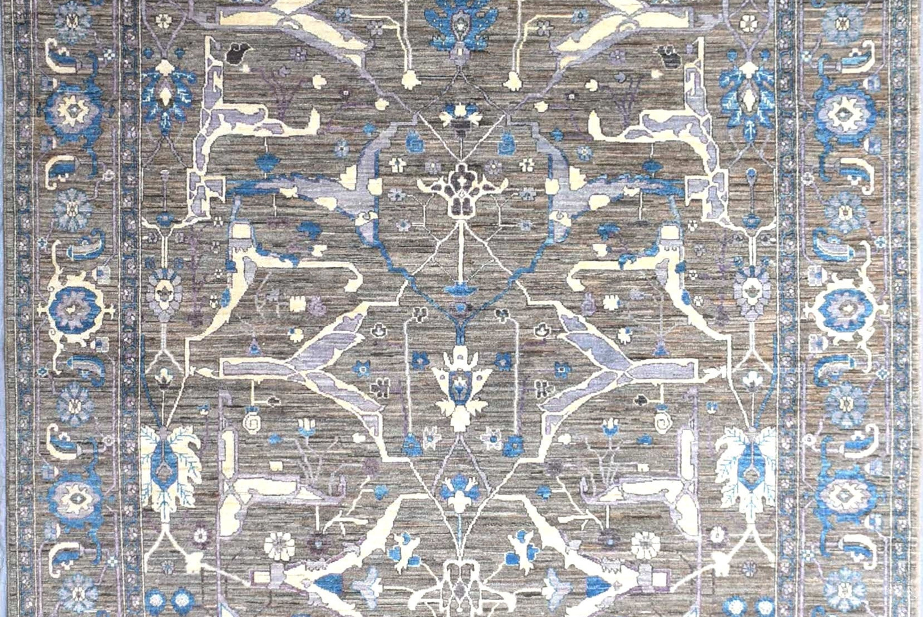 8x10 ft Dark Gray Persian Bijar Rug, Hand Knotted Afghan Rug, Modern Cool Color