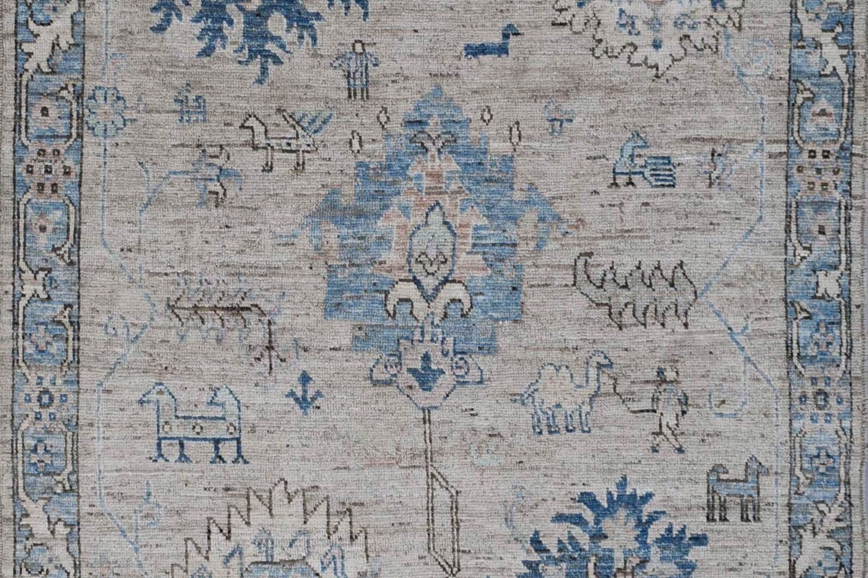 6x9 ft Turkish Oushak Rug, Neutral Oriental Floral Designs, Tribal Patterns, Bei