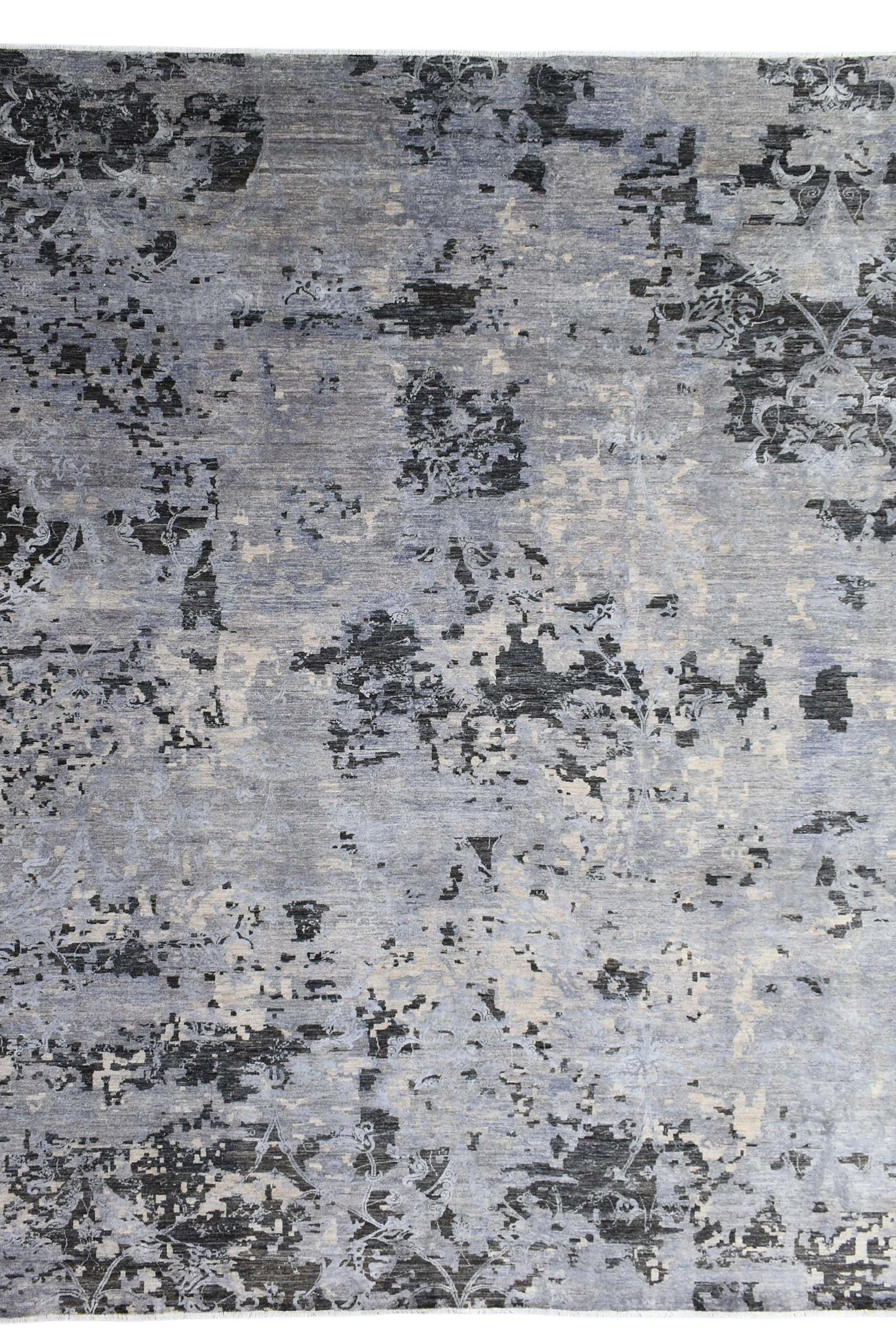 12x15 Modern Abstract Rug, Purplish Grey and Charcoal Rug, Modern Neutral Rug, T