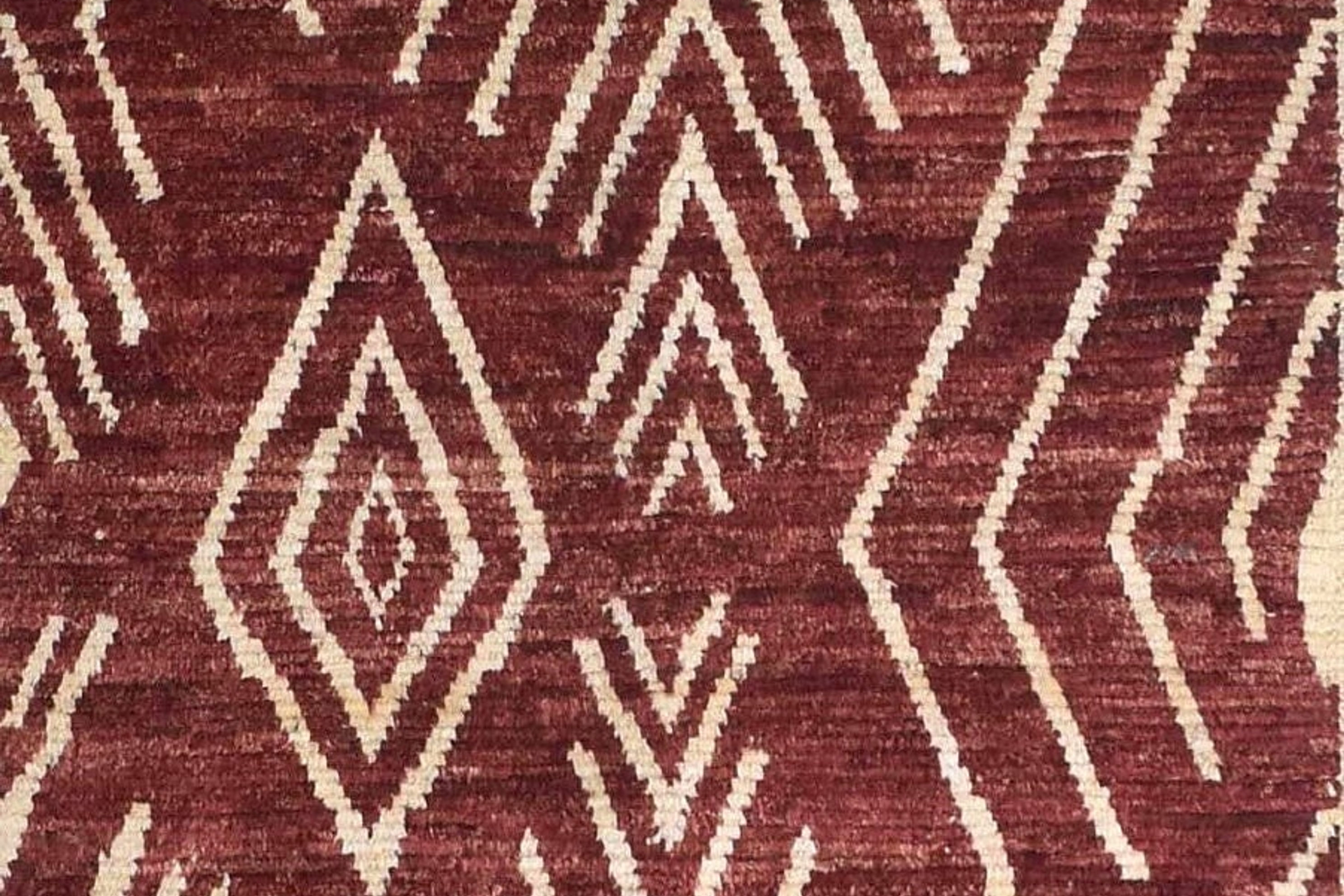 3x10 ft Colorful Geometric Tribal Runner, Rust Red and Beige Colors, Hallway Run