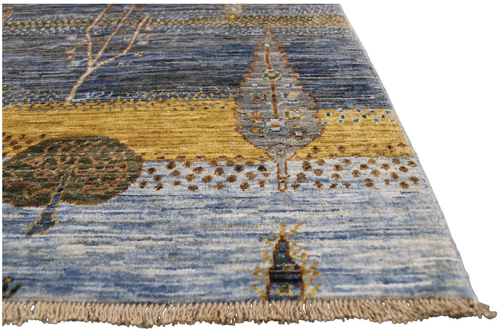 Thumbnail: 8x10 ft Cypress Tree Area Rug - Colorful Landscape Rug - Hand Knotted Afghan Rug