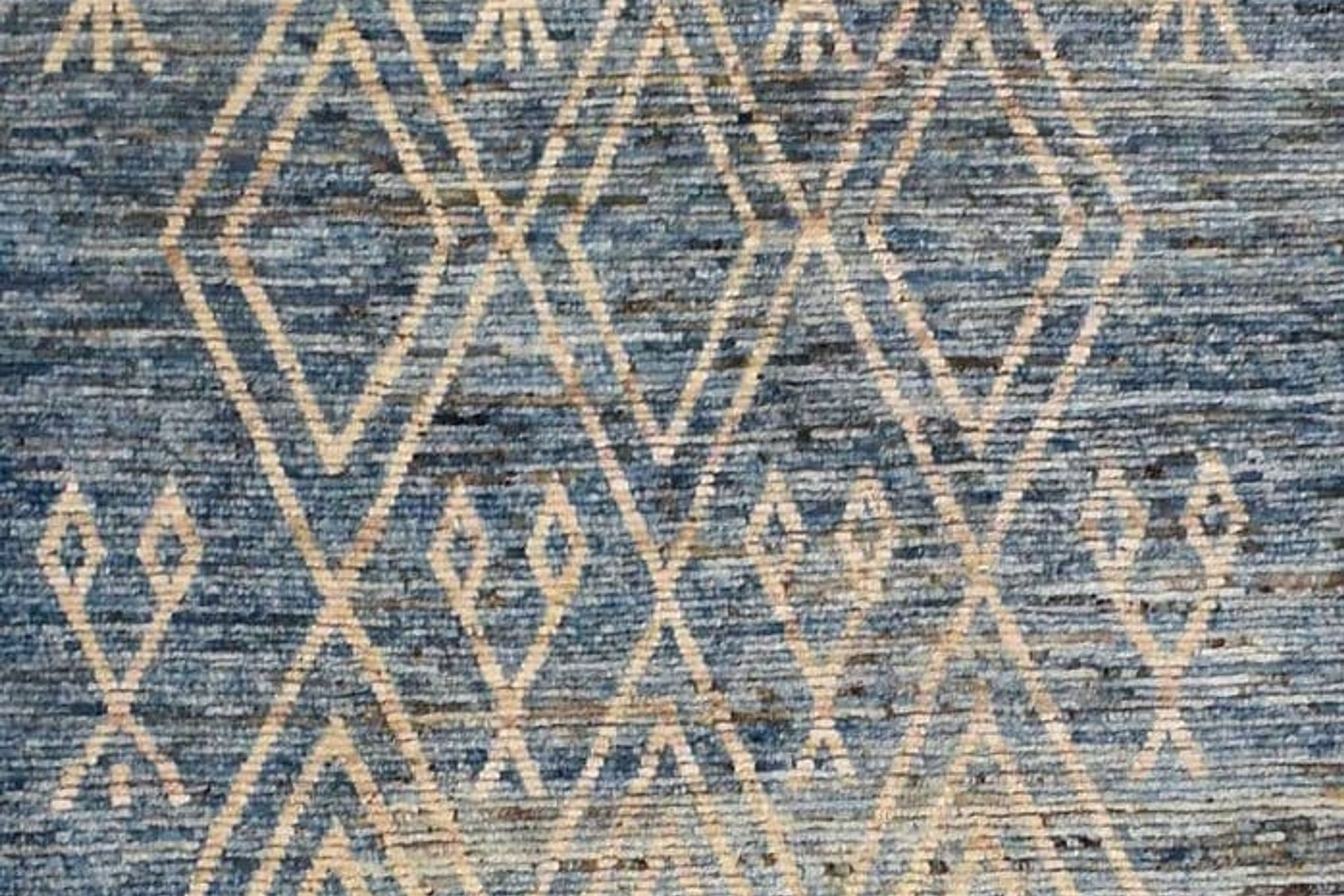 5x21 ft Blue and Beige Moroccan Runner, Berber Design Runner, Shaggy Runner, Han