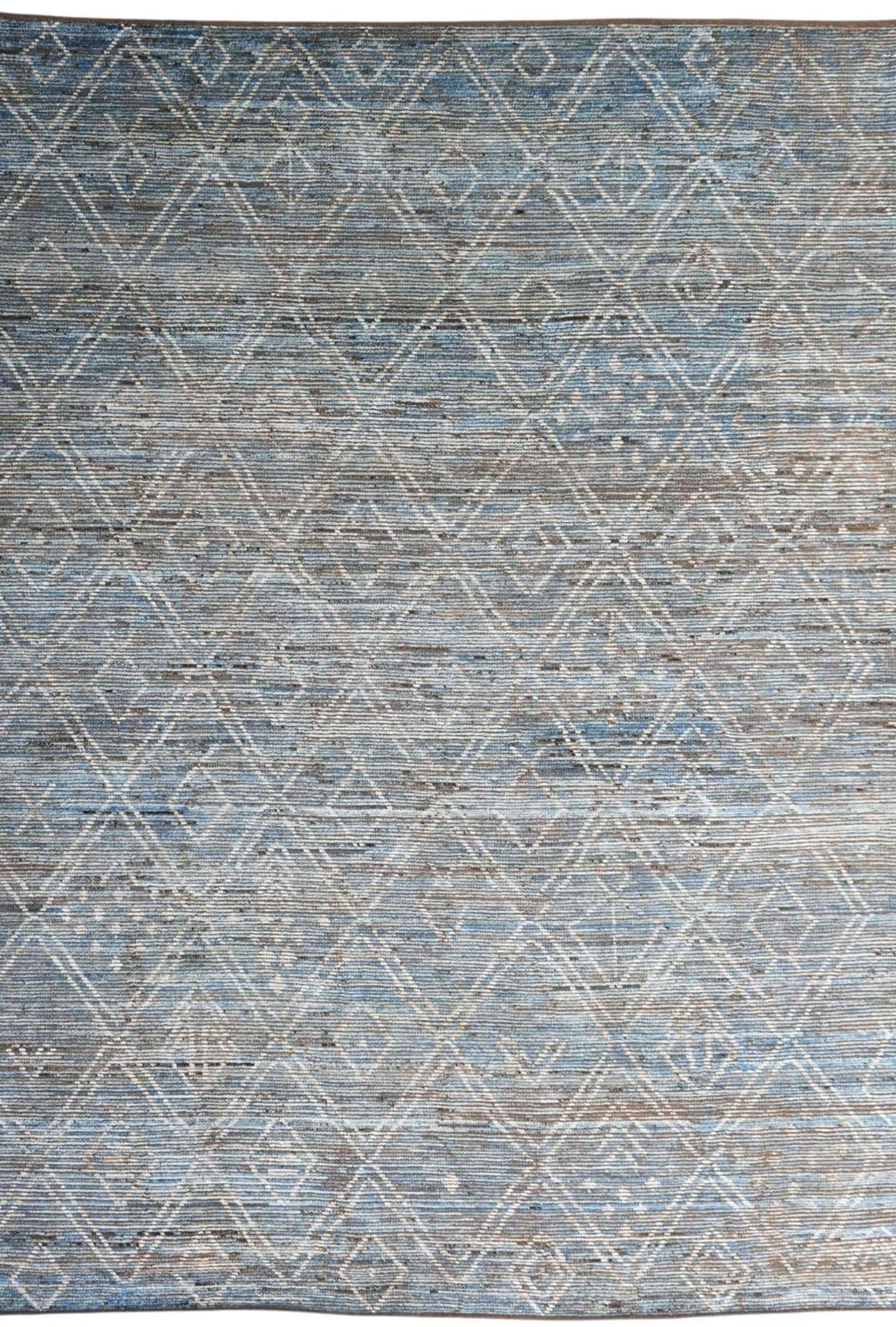 10x14 Moroccan Wool Area Rug, Handmade Shaggy Beni Rug, Blue Berber Area Rug, Di