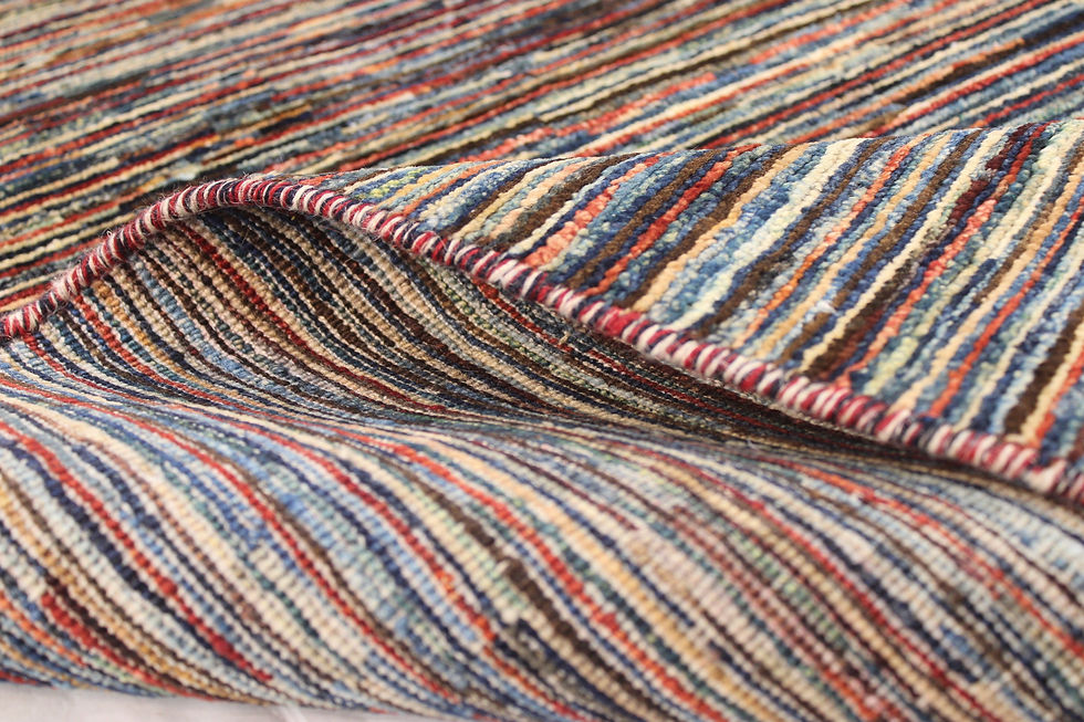 Thumbnail: 3x5 ft Stripes Gabbeh Area Rug, Multicolor Hand-knotted Afghan Rug, Abstract Des