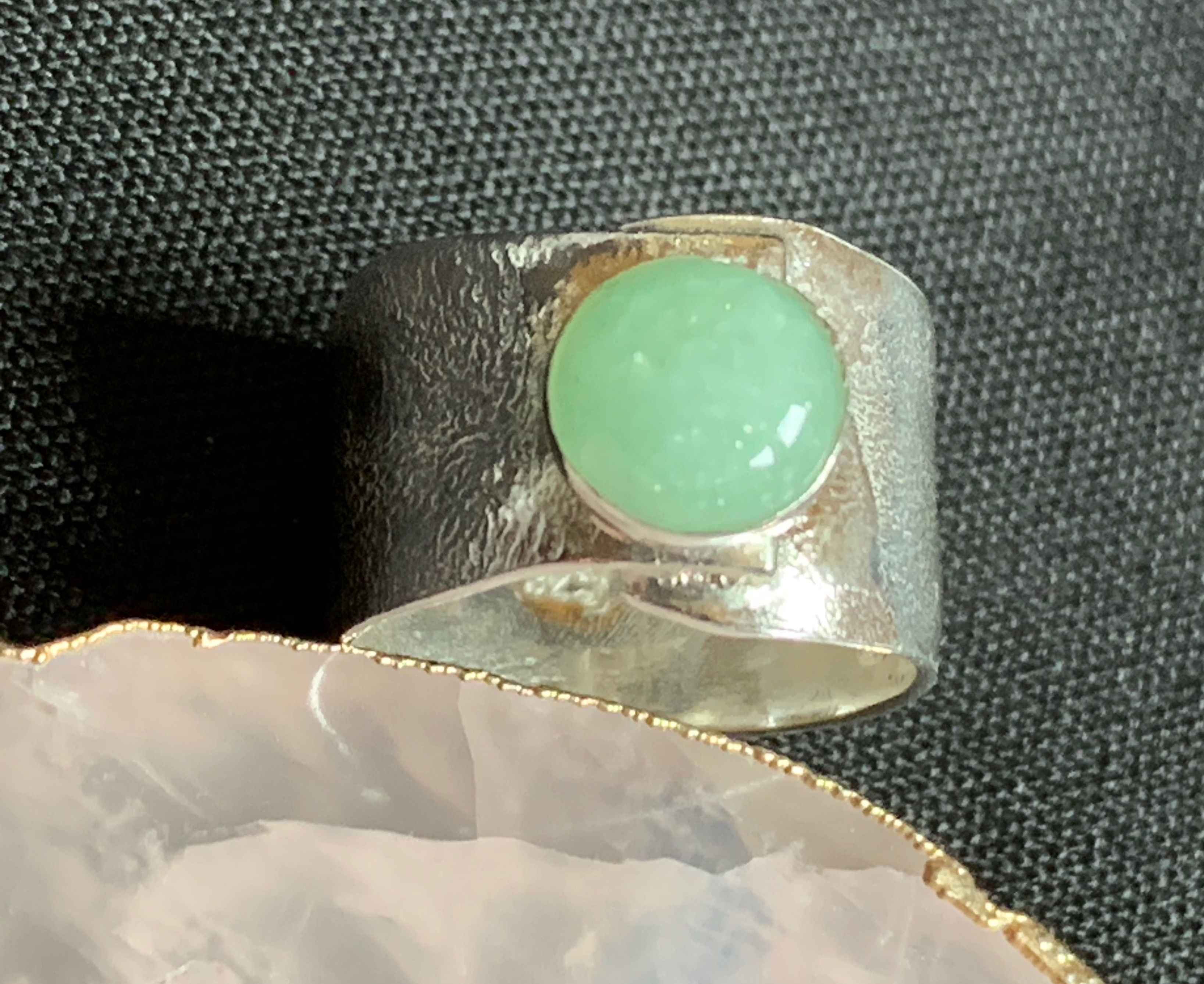Reticulated Sterling Silver Jade Statement Ring