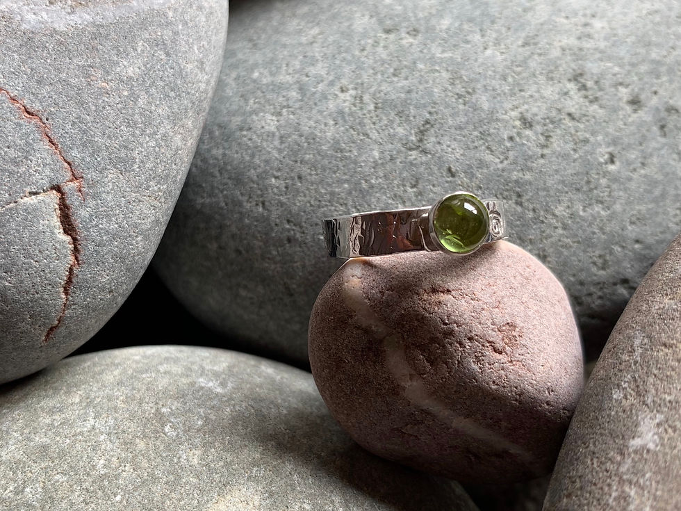 Thumbnail: Sterling silver peridot stamped ring 