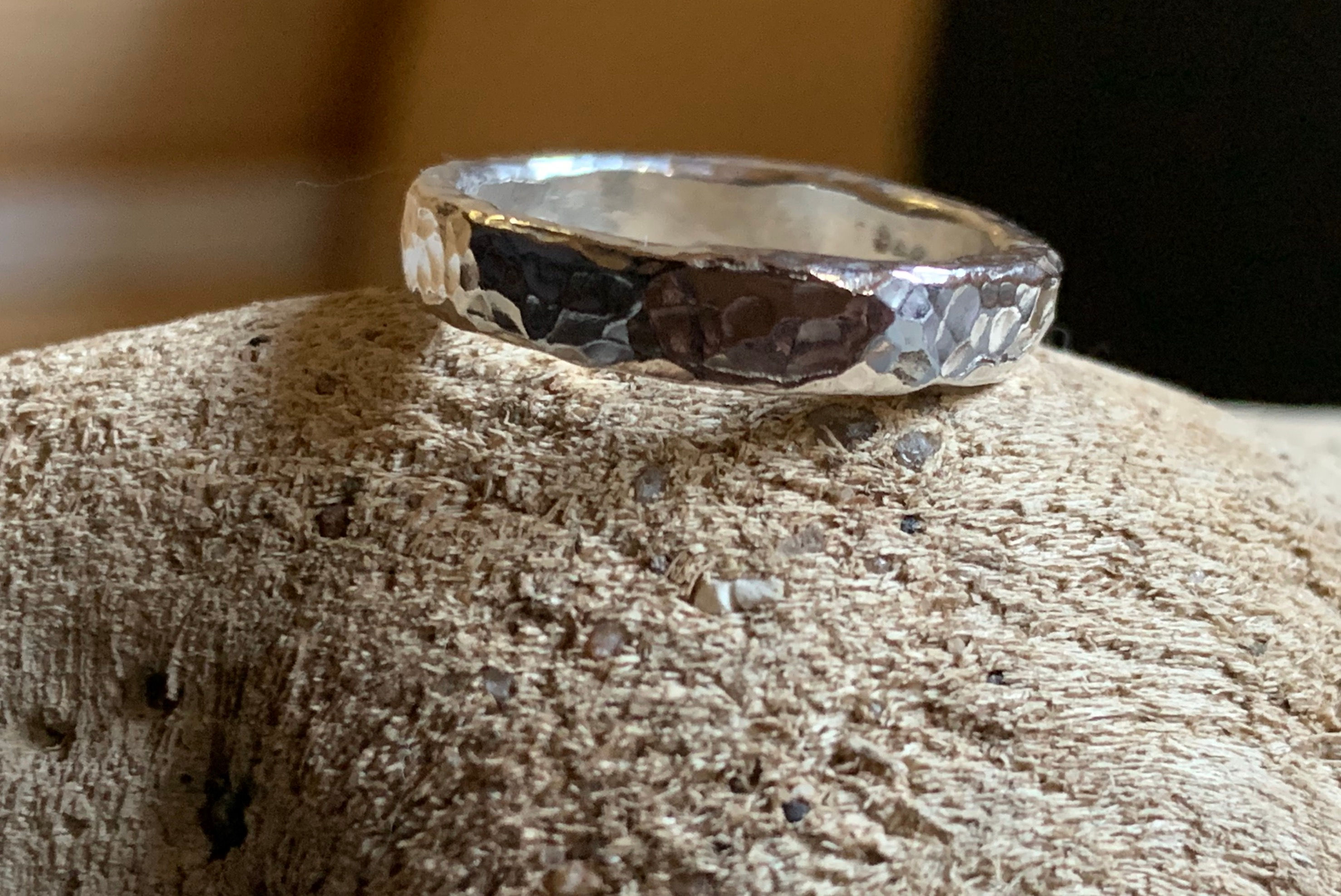 Sparkling Sterling Silver textured band
