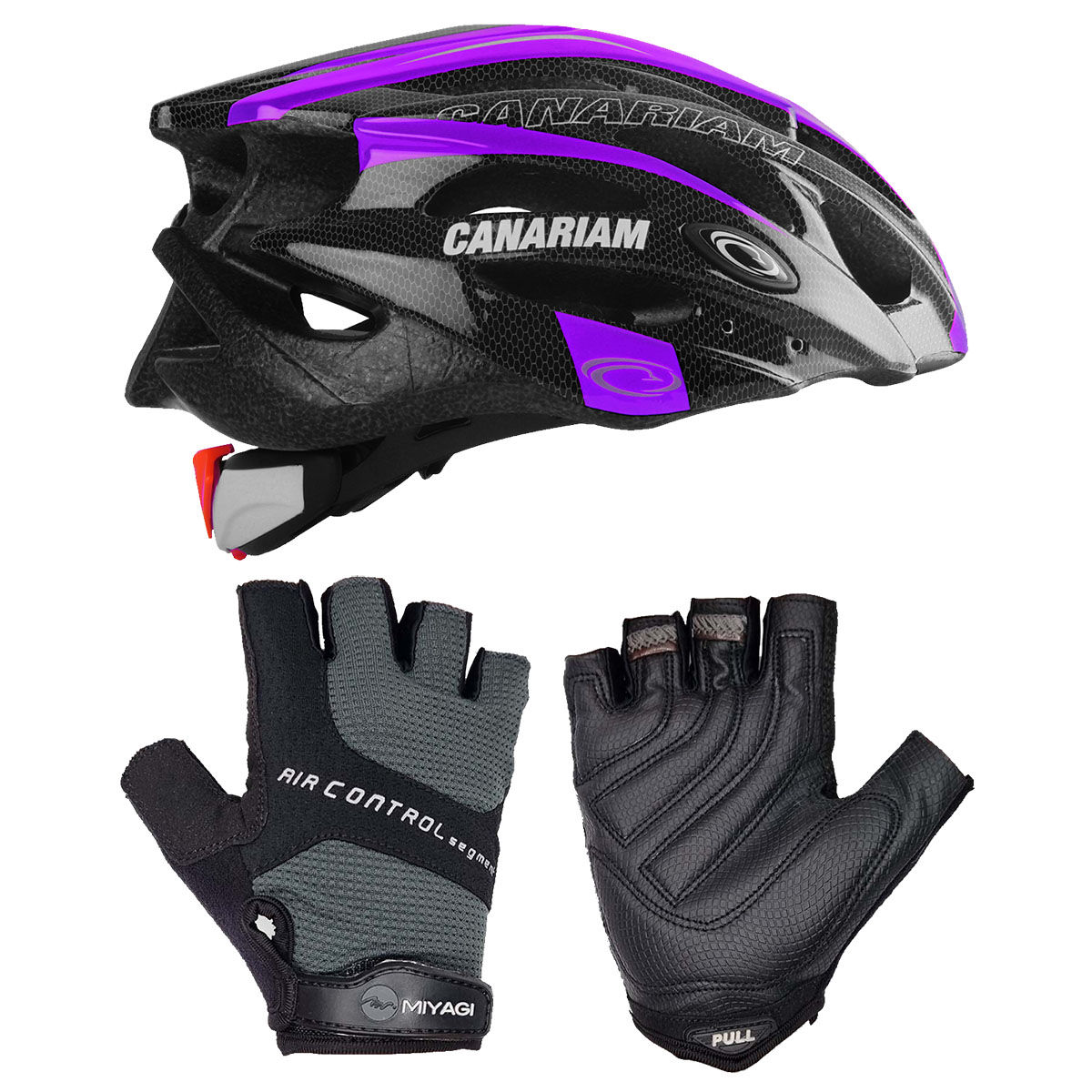 Guantes Para Ciclismo Miyagi 1738 + Casco Canariam Sonic