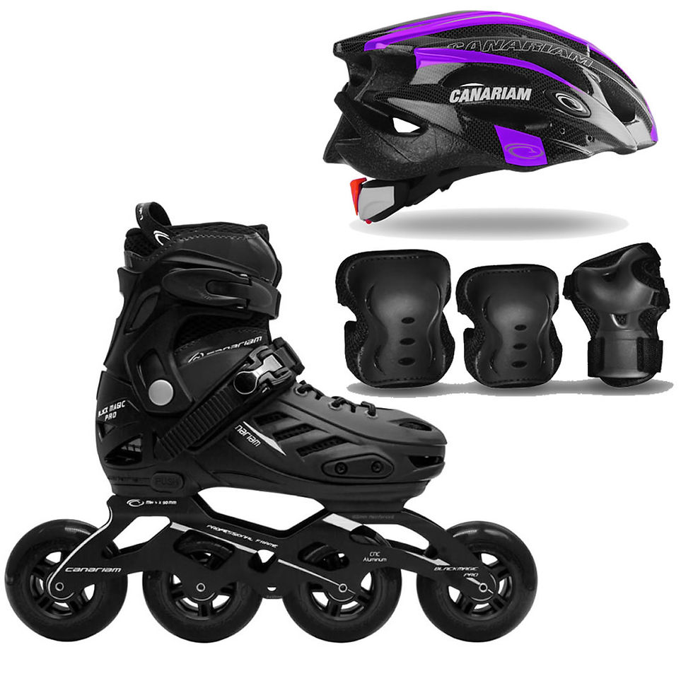 Miniatura: Patines Canariam Blackmagic Pro Plus Negro + Kit  de protección C4 +Casco