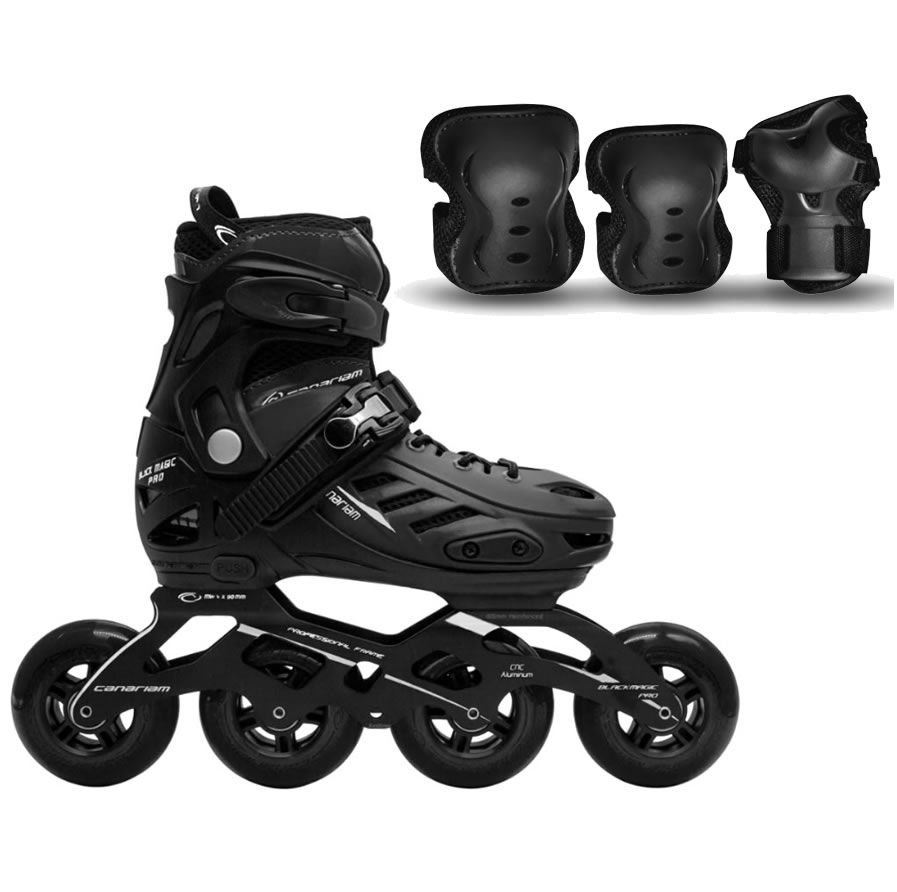 Patines Canariam Blackmagic Pro Plus Negro+ Kit de protección C4