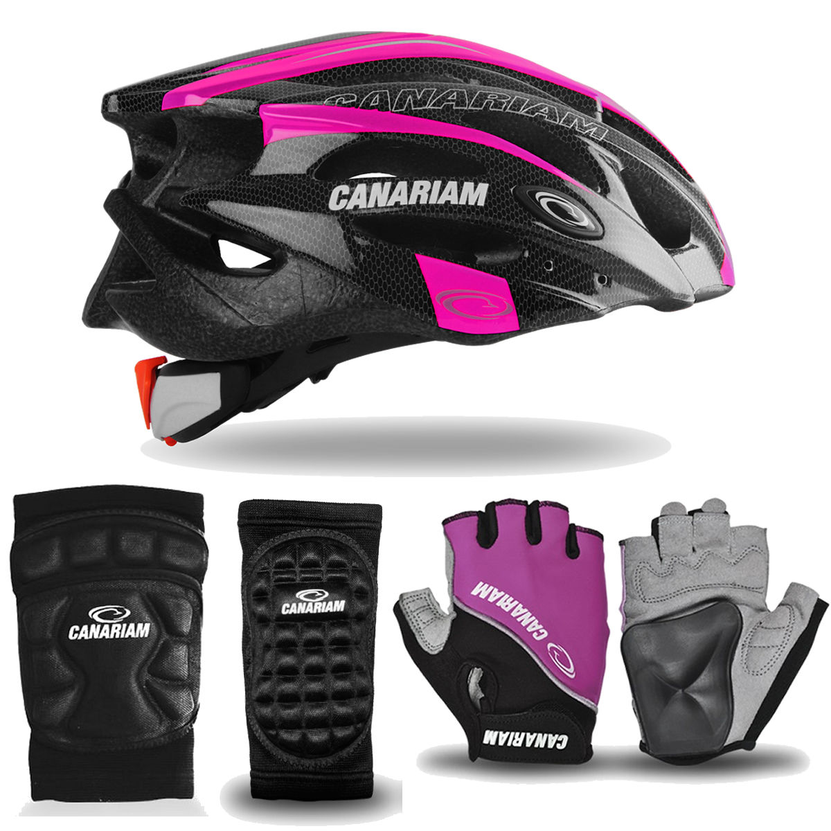 Protecciones Elásticas Profesionales para Patinaje Canariam Fucsia