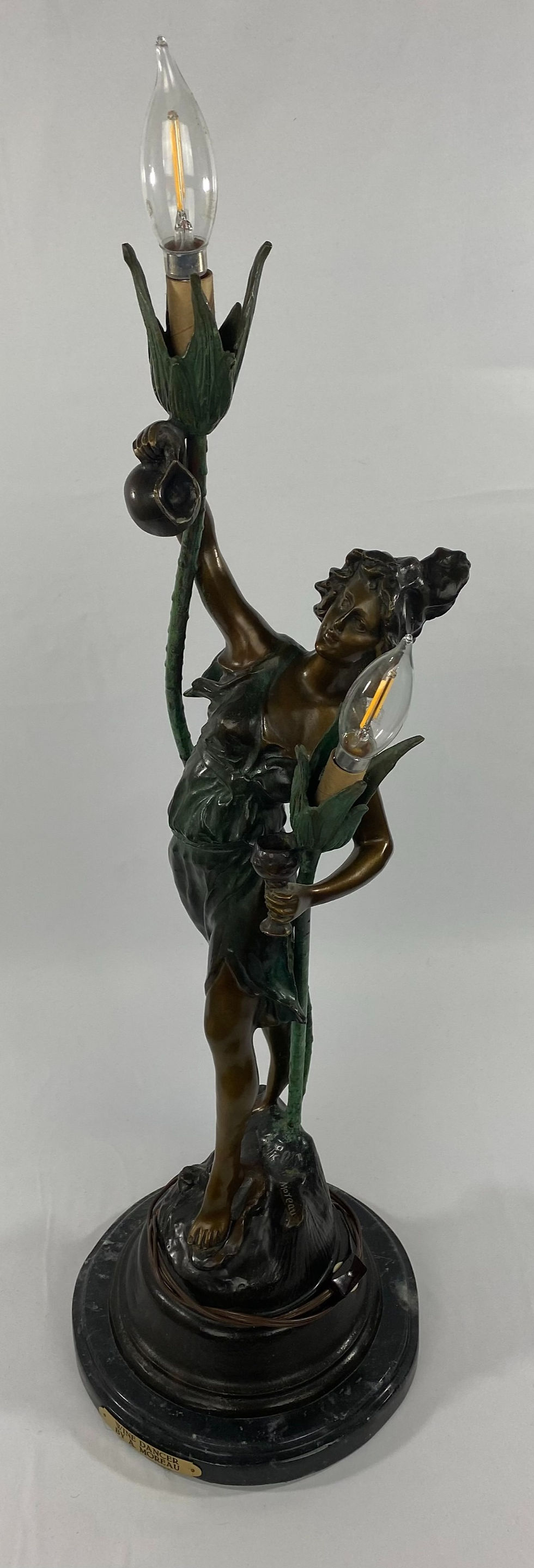 Auguste Moreau Bronze Figural Lamp "Wine Dancer" azariruggallery