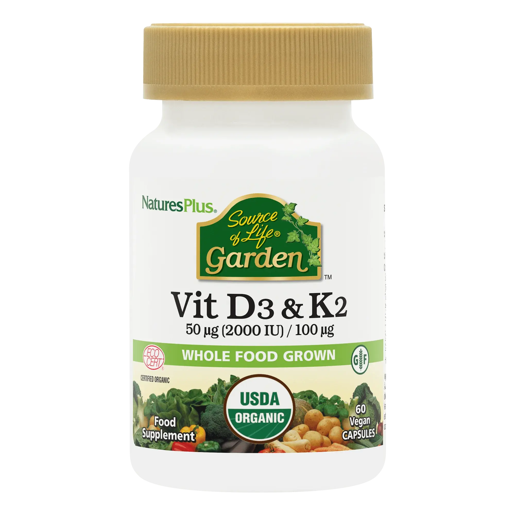 Source of Life Garden Vit D3 & K2 50ug (2000iu) / 100ug 60s