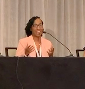 Kelley Moultry speaking at a national healthcare conference
